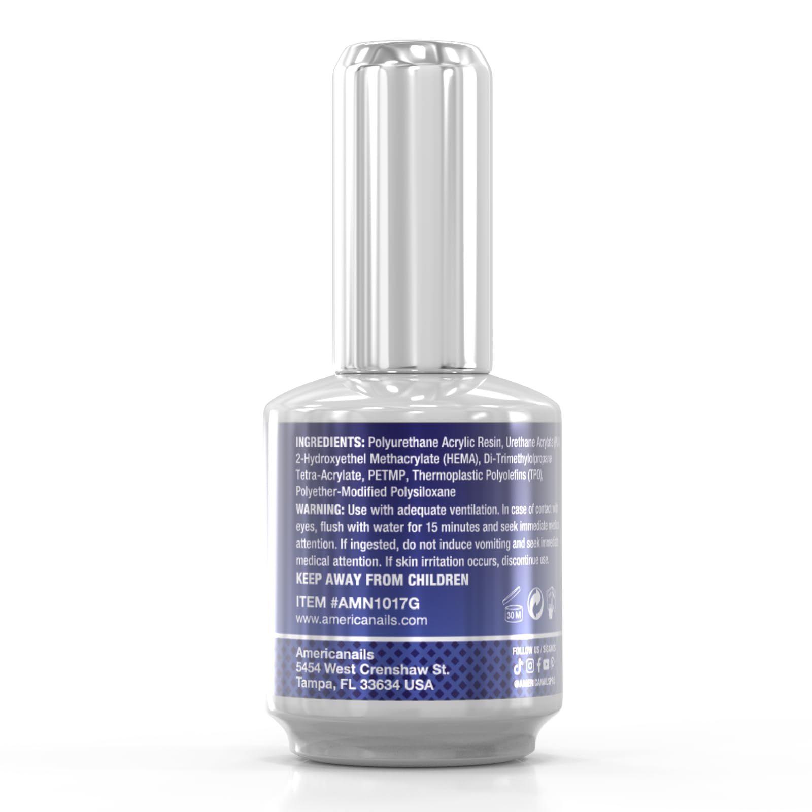 Americanails professional soak off top coat packaging highlighting UV LED compatibility