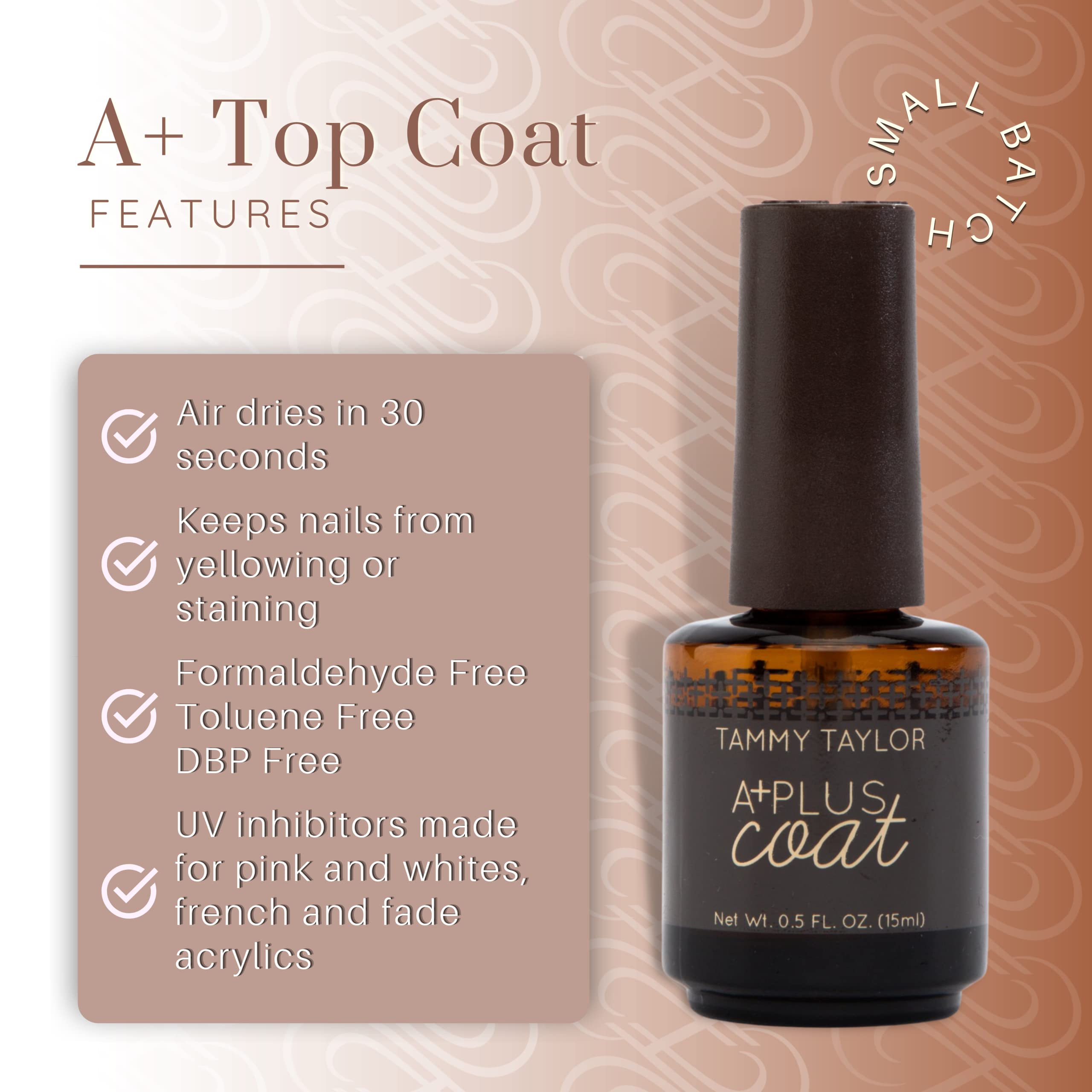 Tammy Taylor thirty second air dry top coat bottle showing product label details