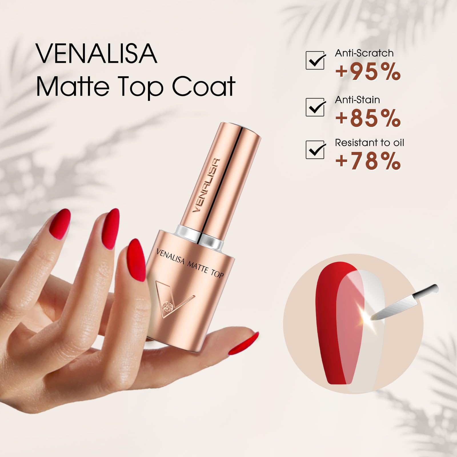 Clear no wipe matte gel top coat bottle showing the updated ingredients label