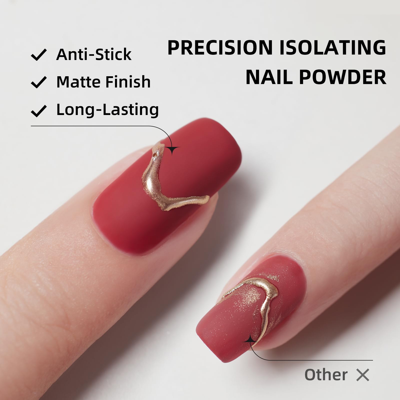 Isolated chrome nail art design showing crisp metallic lines on a velvet matte background.