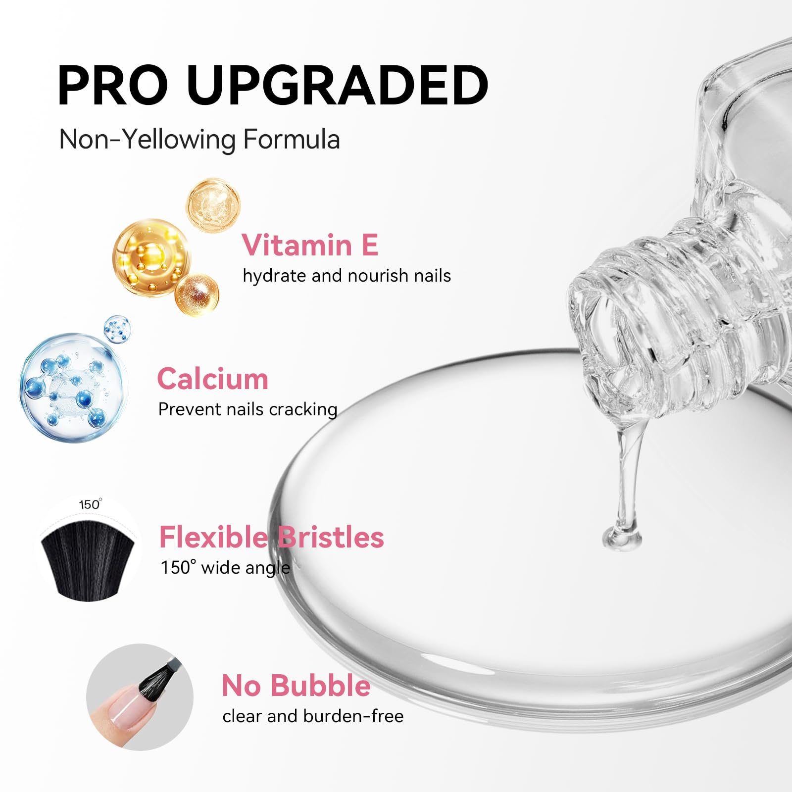 Back label view highlighting the vegan formulation and acetone free ingredients of the clear lacquer.