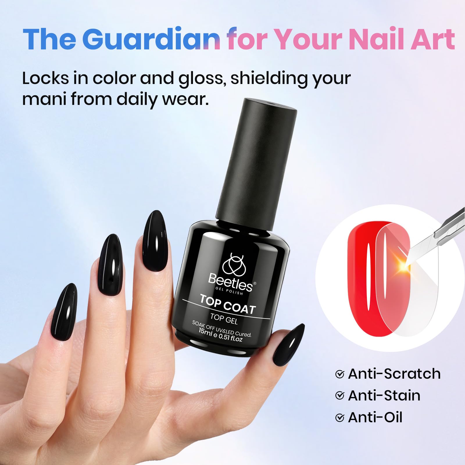 High gloss finish results with Beetles gel nail kit