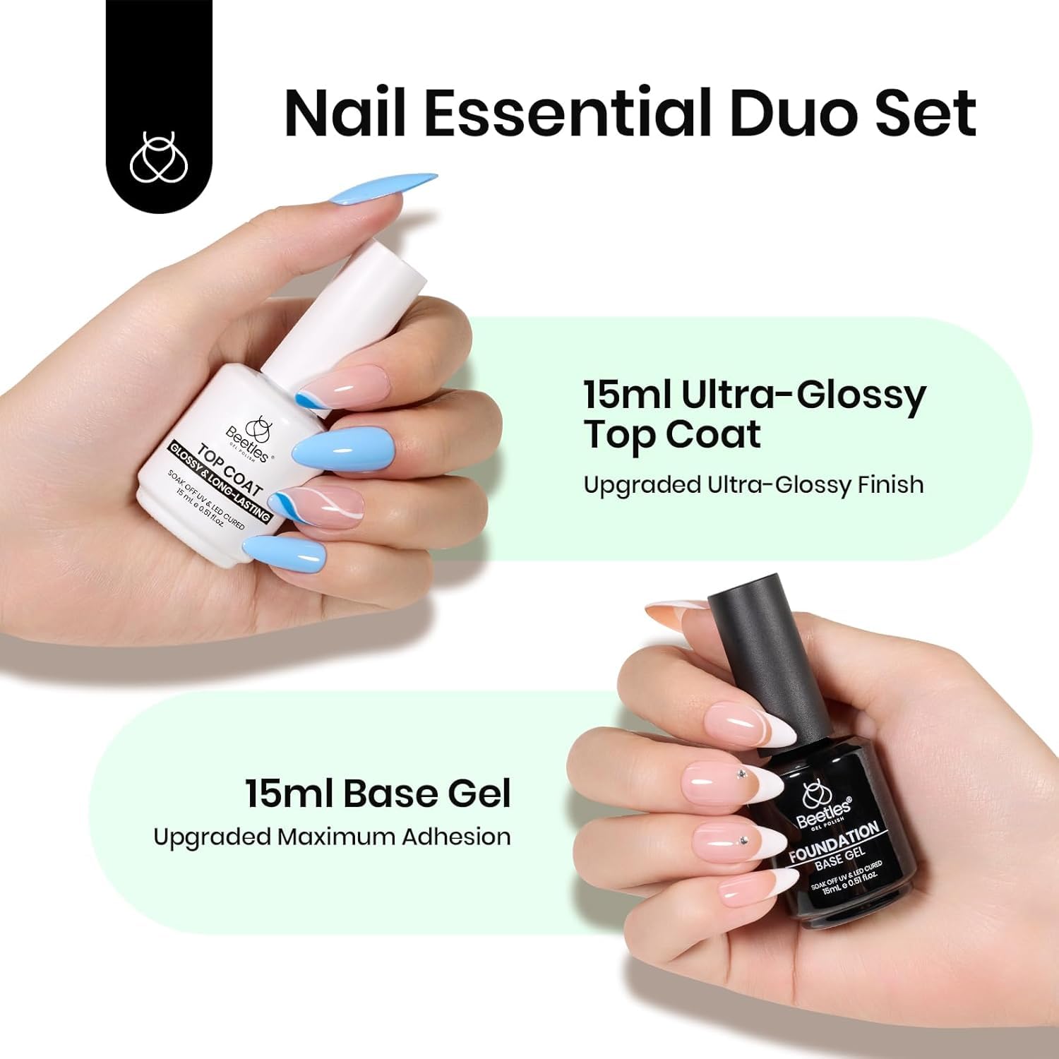 Beetles professional gel nail polish base and top coat kit