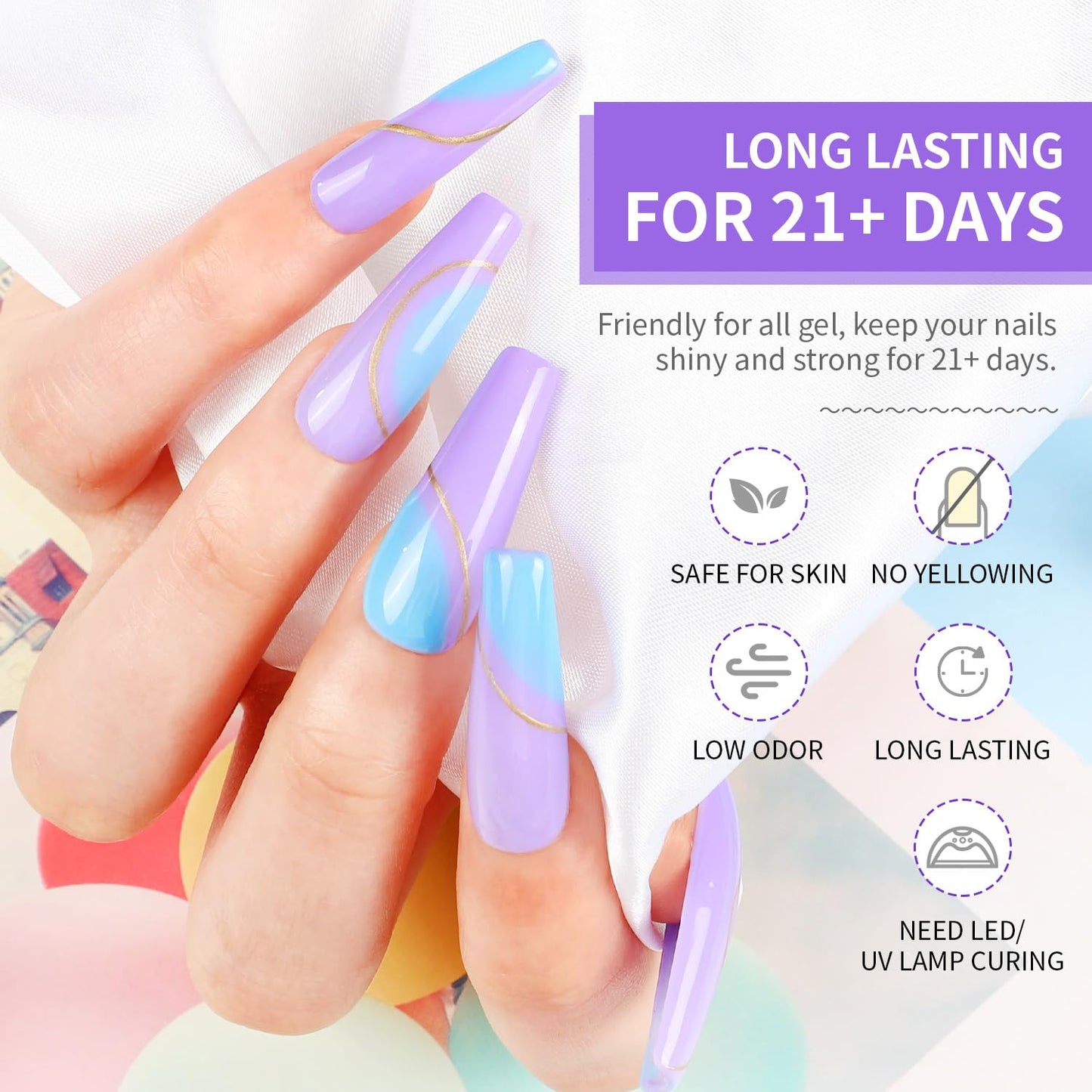 Clear gel application brush detailing the smooth consistency of JODSONE nail base coat