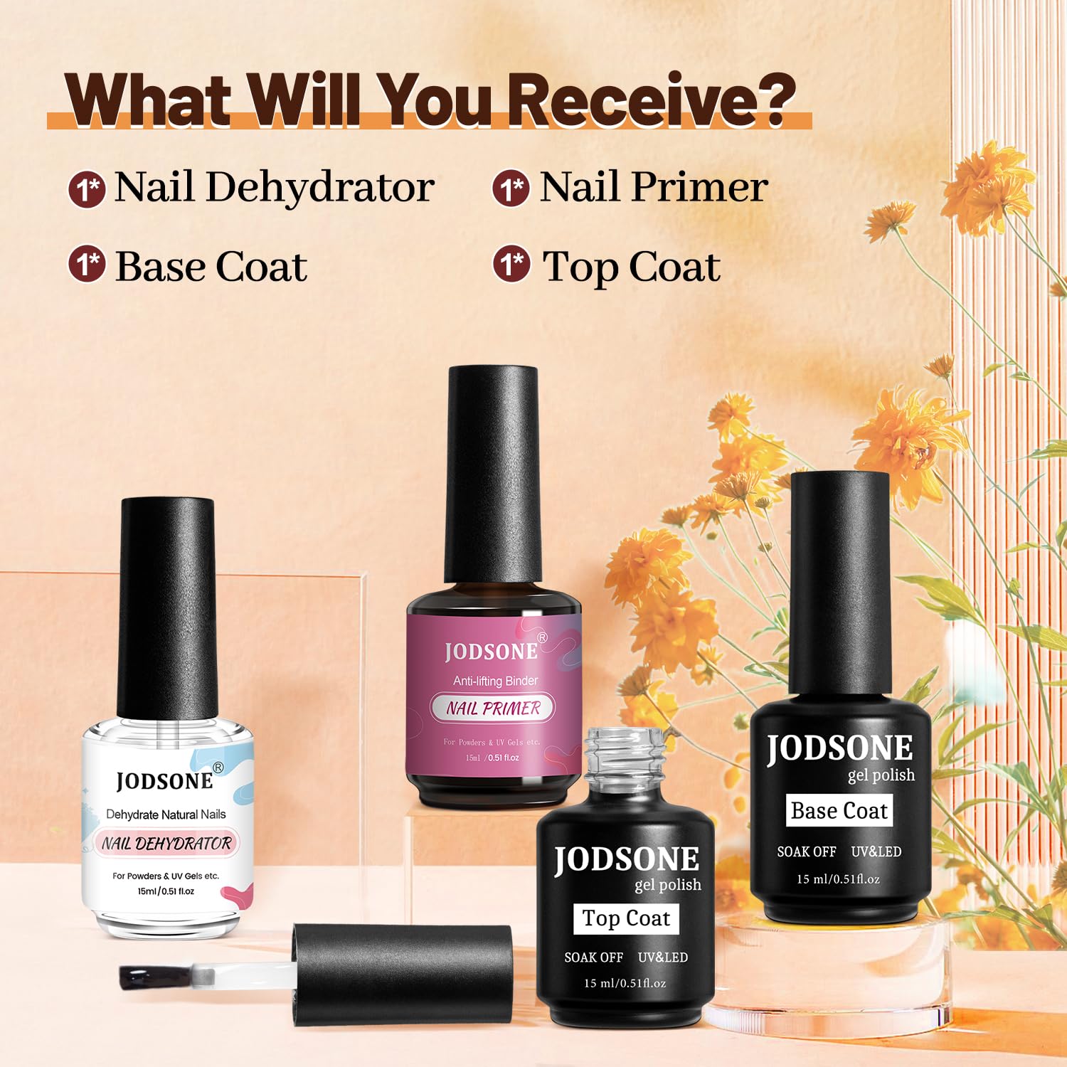 Jodsone gel nail prep system bottles arrangement