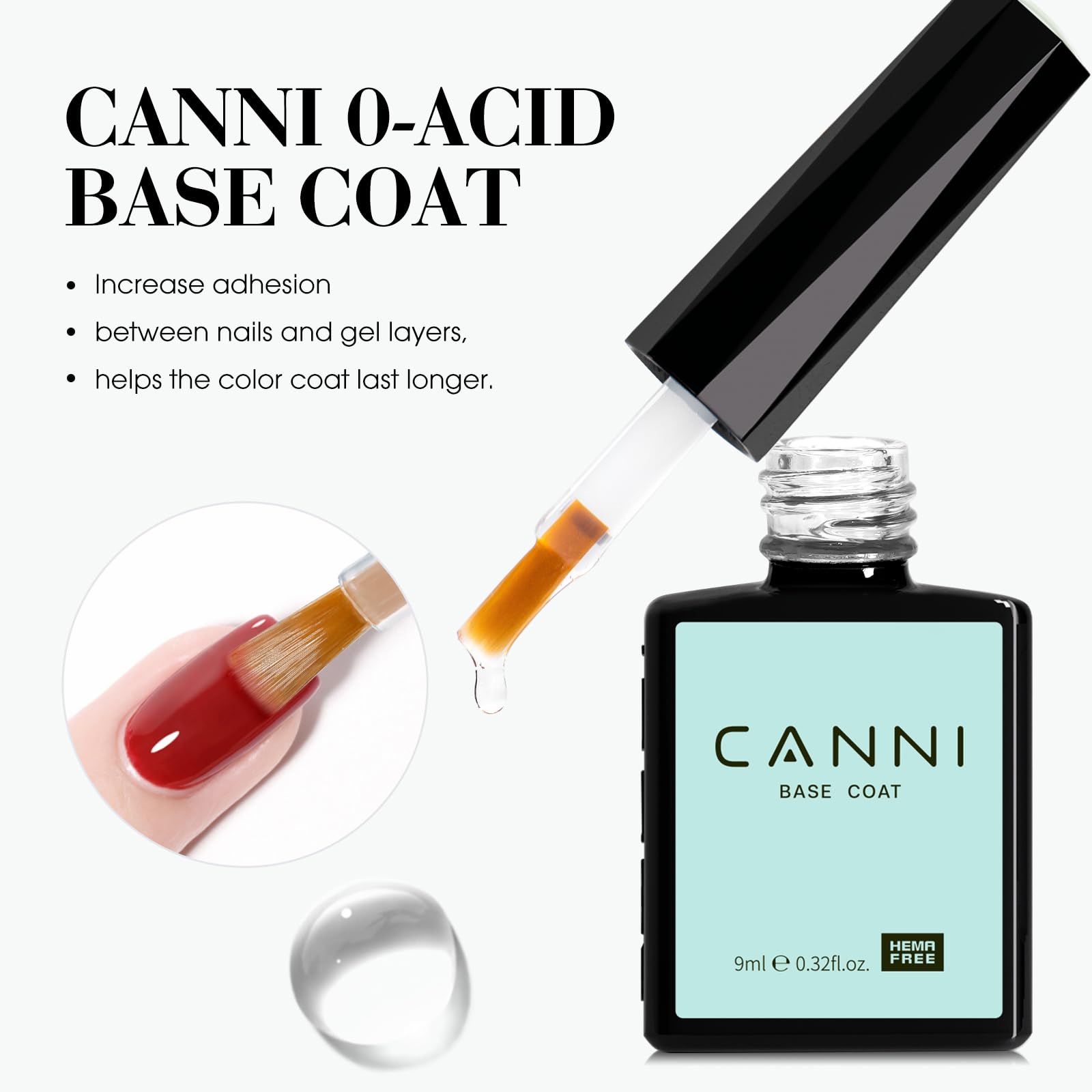 CANNI two piece manicure kit showcasing smooth liquid texture on brush application