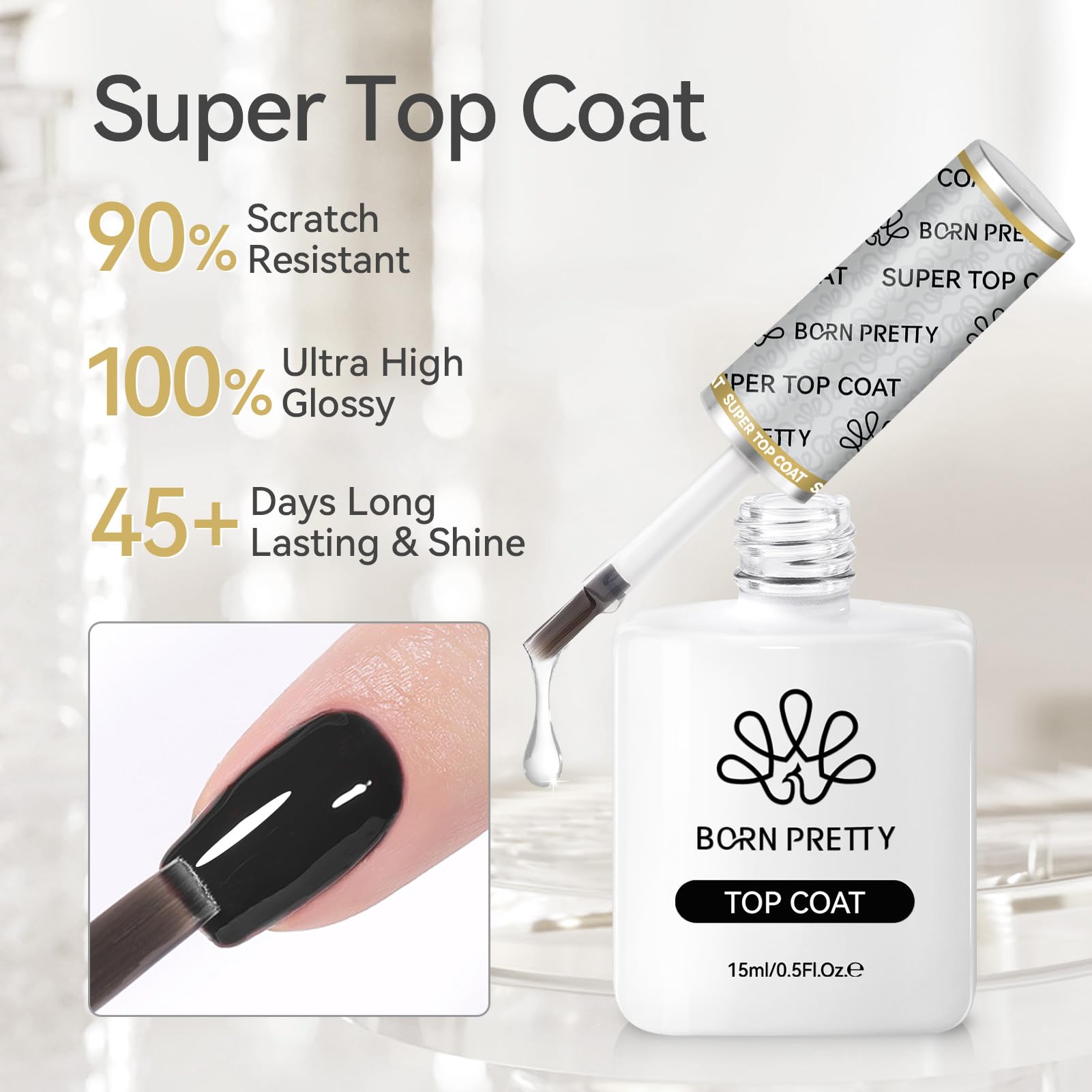 Professional Born Pretty nail base and non-wipe top coat