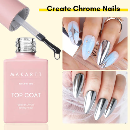 Finished manicure showing high shine Makartt top coat
