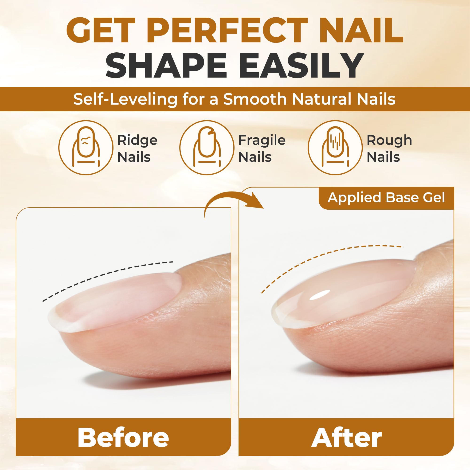 UNA GELLA acid-free clear base coat bottle with wide-angle applicator brush exposed