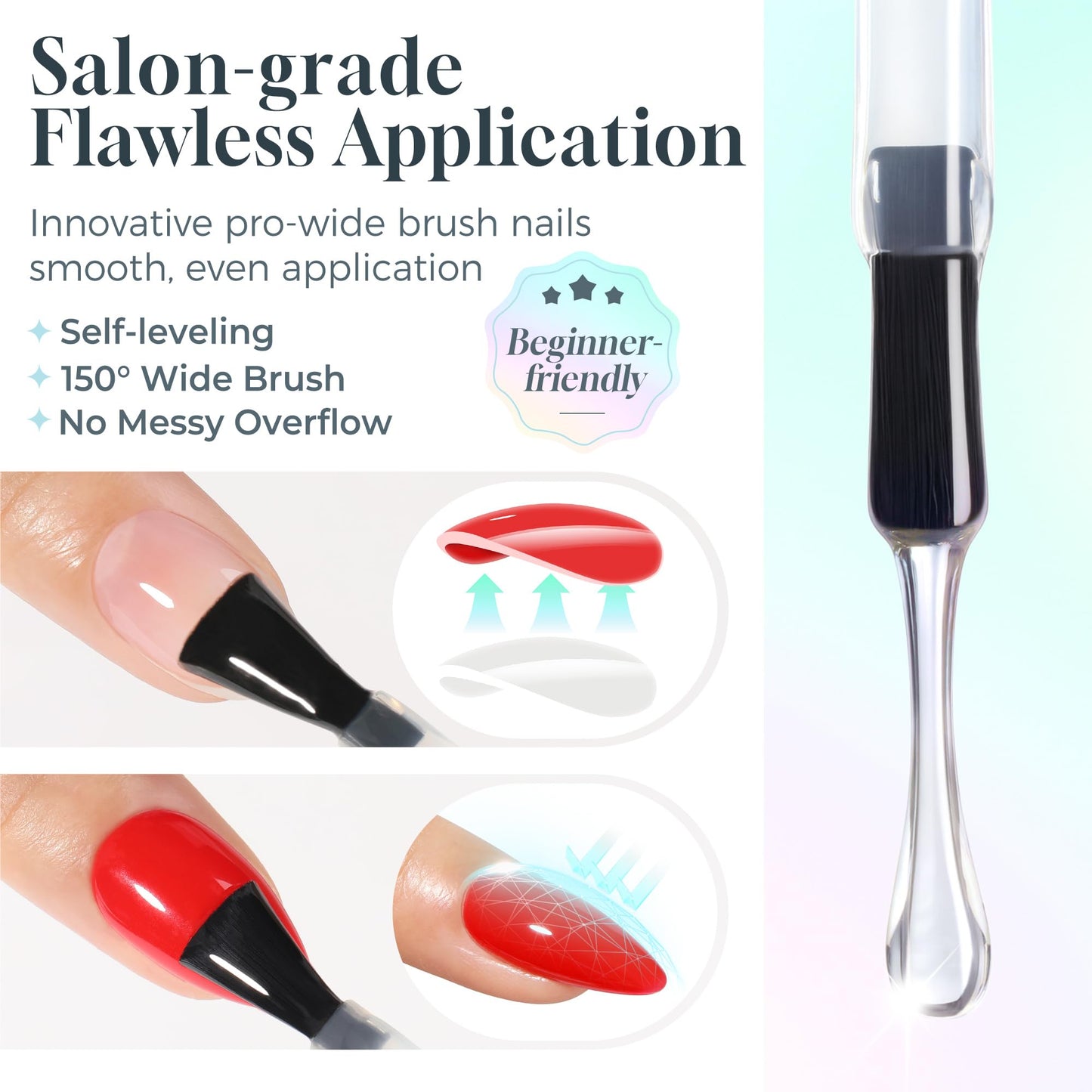Demonstration of the flexible armor property of Luckyfairy rubber base gel on brittle nails.