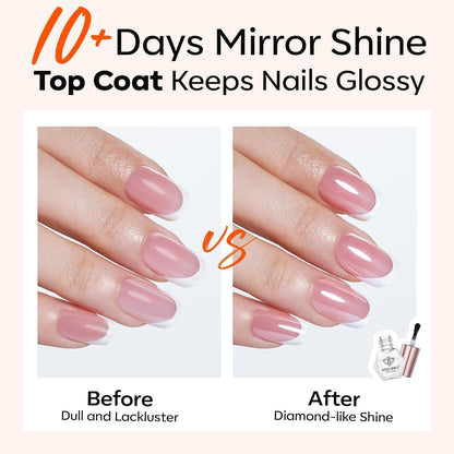 Modelones two pieces clear nail lacquer set packaging with two five milliliter bottles