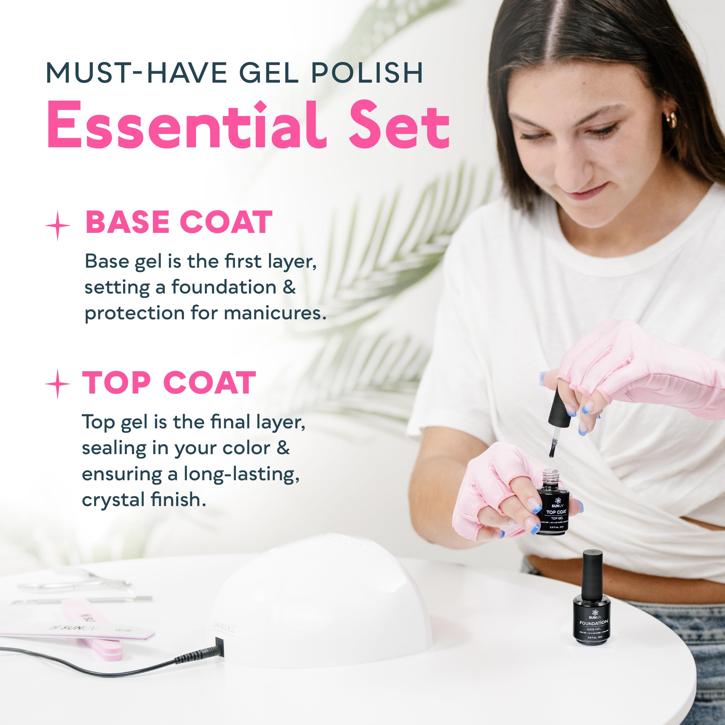 SUNUV hema free gel nail polish kit base coat bottle application process