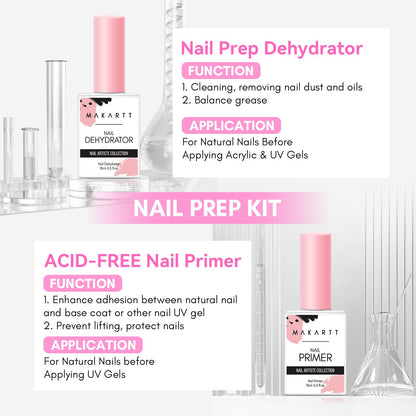 Makartt nail prep liquid bottles on white background
