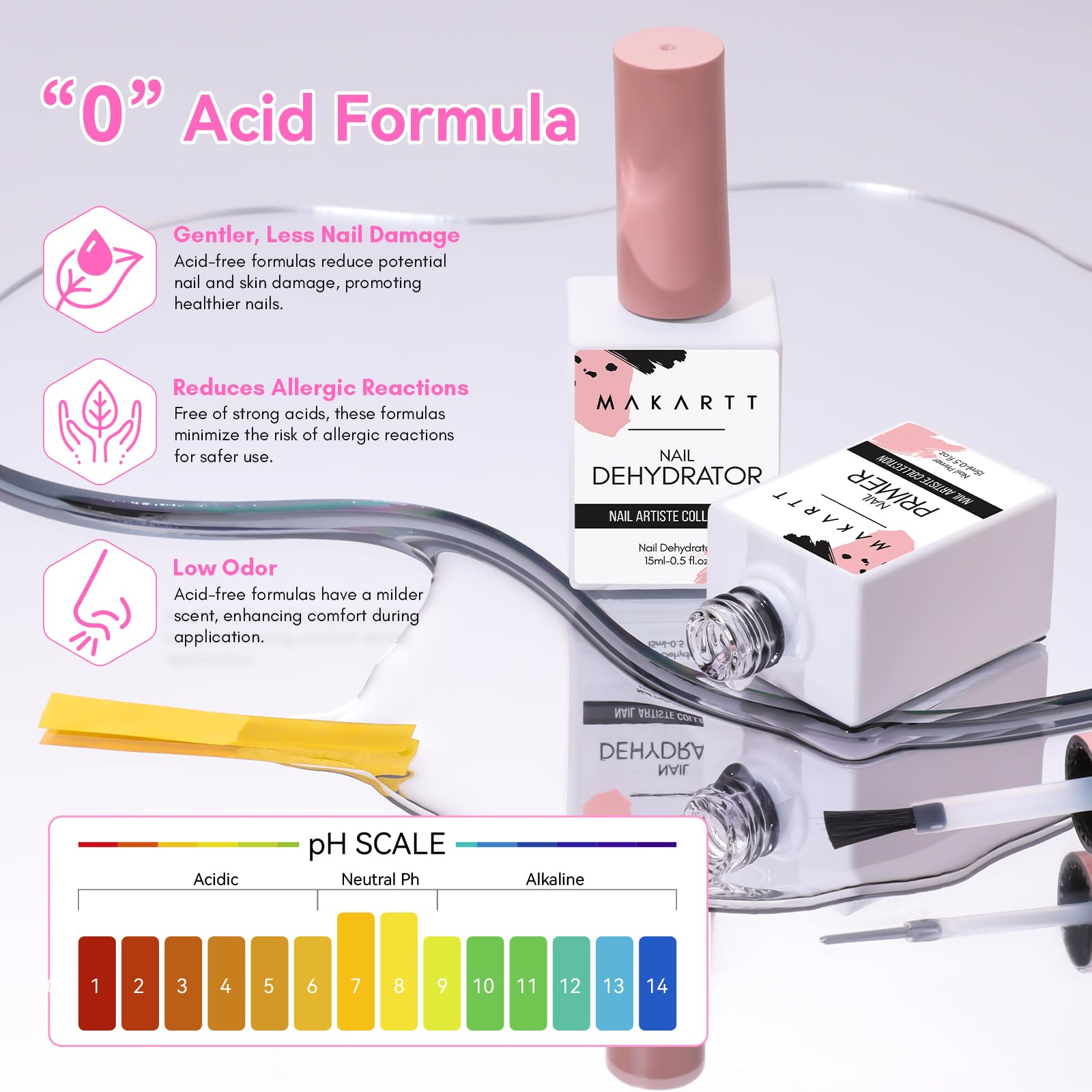 Close up of Makartt 15 milliliters nail prep set