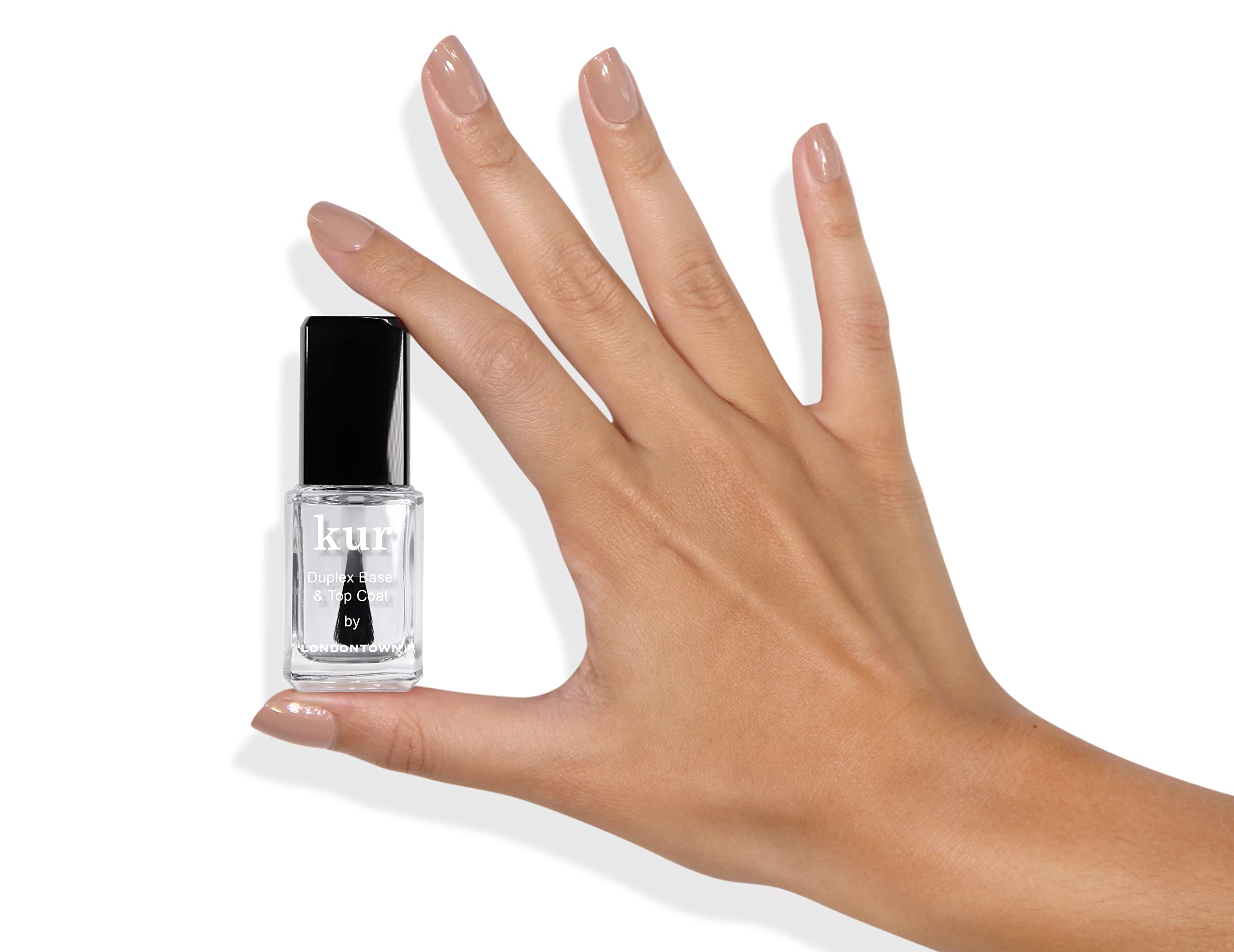 Close up of Londontown Kur 2-in-1 nail treatment packaging