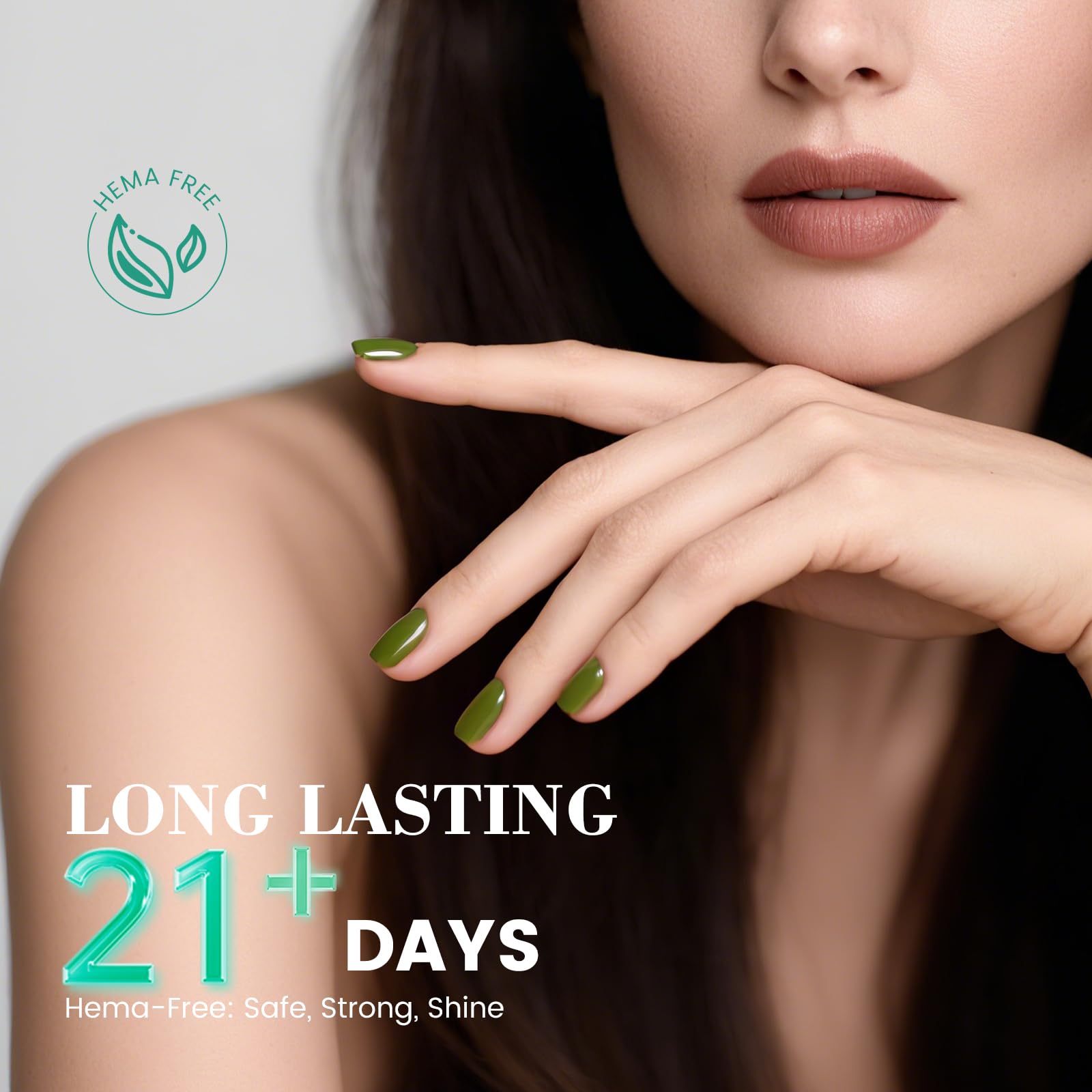 Demonstration of the flexible and shock-absorbent rubber base coat texture on a salon-style manicure.