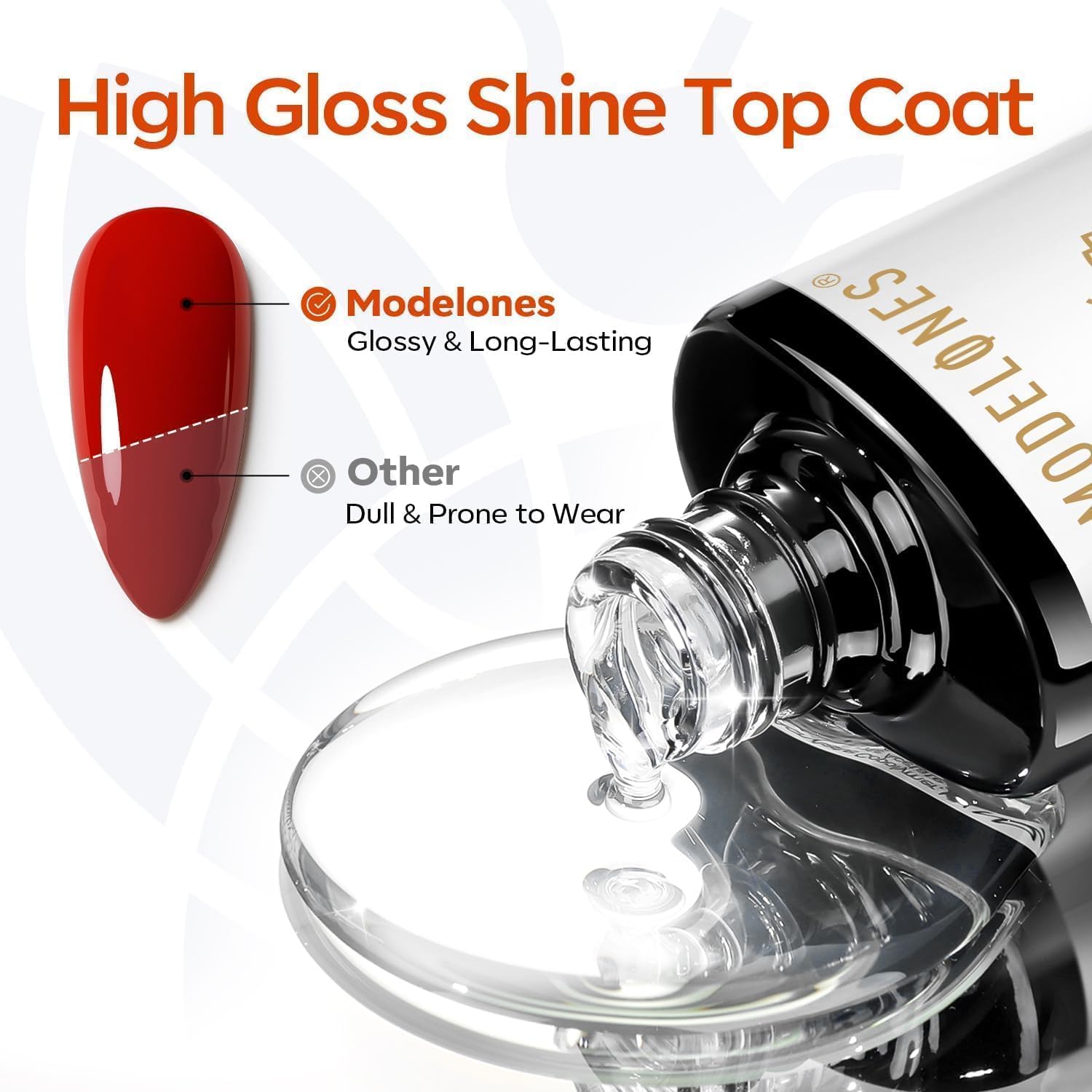 Modelones home DIY manicure set bottles arranged to display the complete base and dual top coat collection.