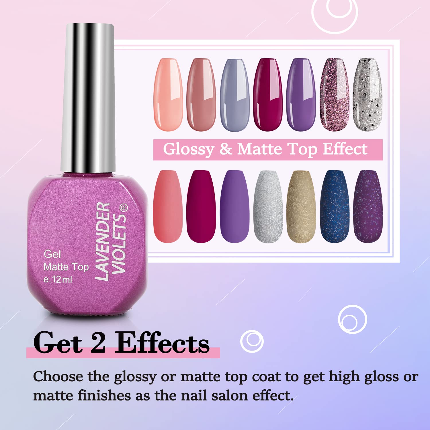 Lavender Violets protective base gel coat bottle highlighting the twelve milliliter salon size capacity.