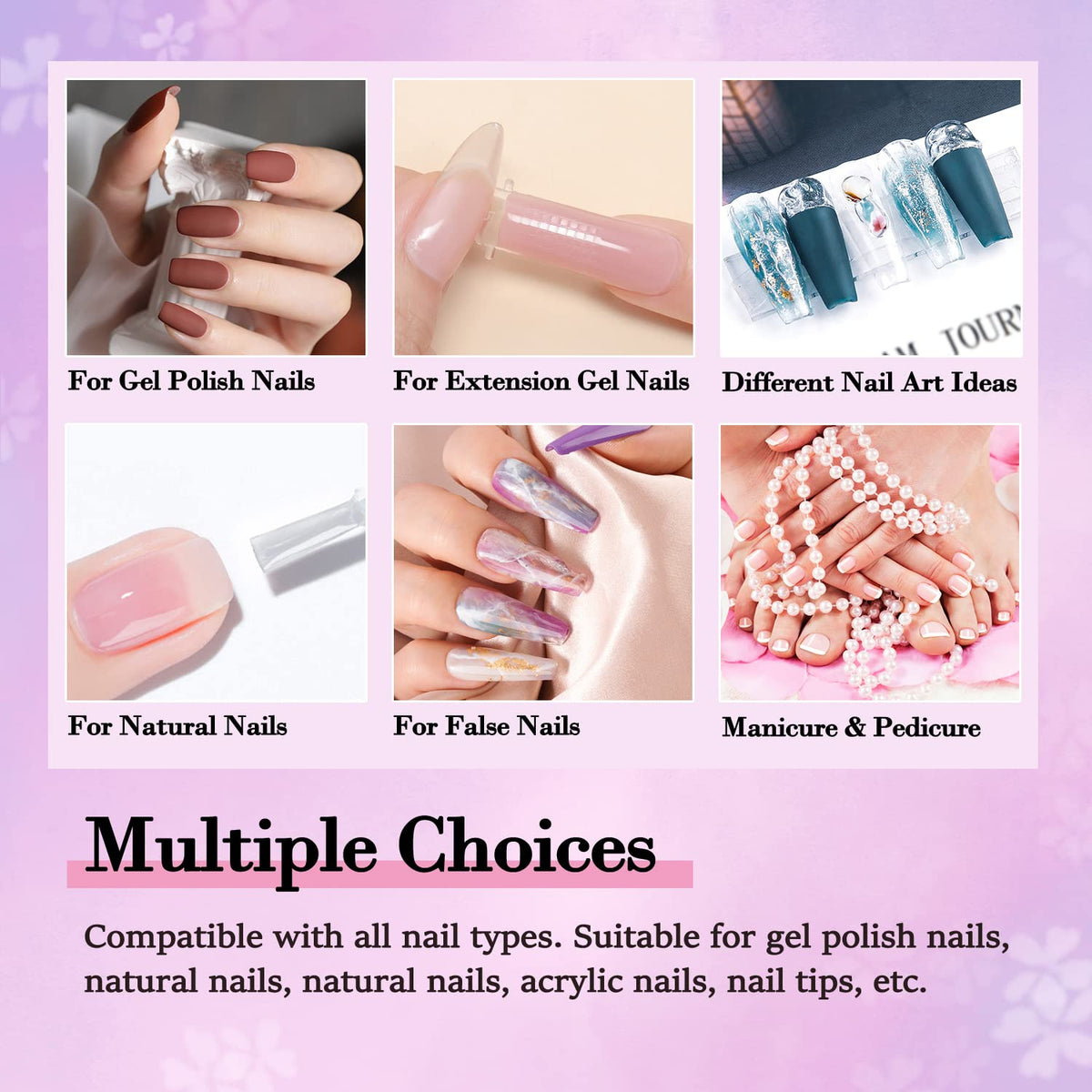 Lavender Violets gel nail polish set during ultraviolet lamp curing