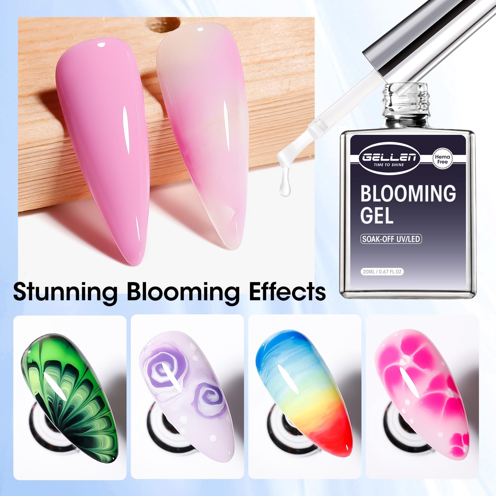 NailSala Gellen clear watercolor effect gel highlighting the safe non toxic formula details
