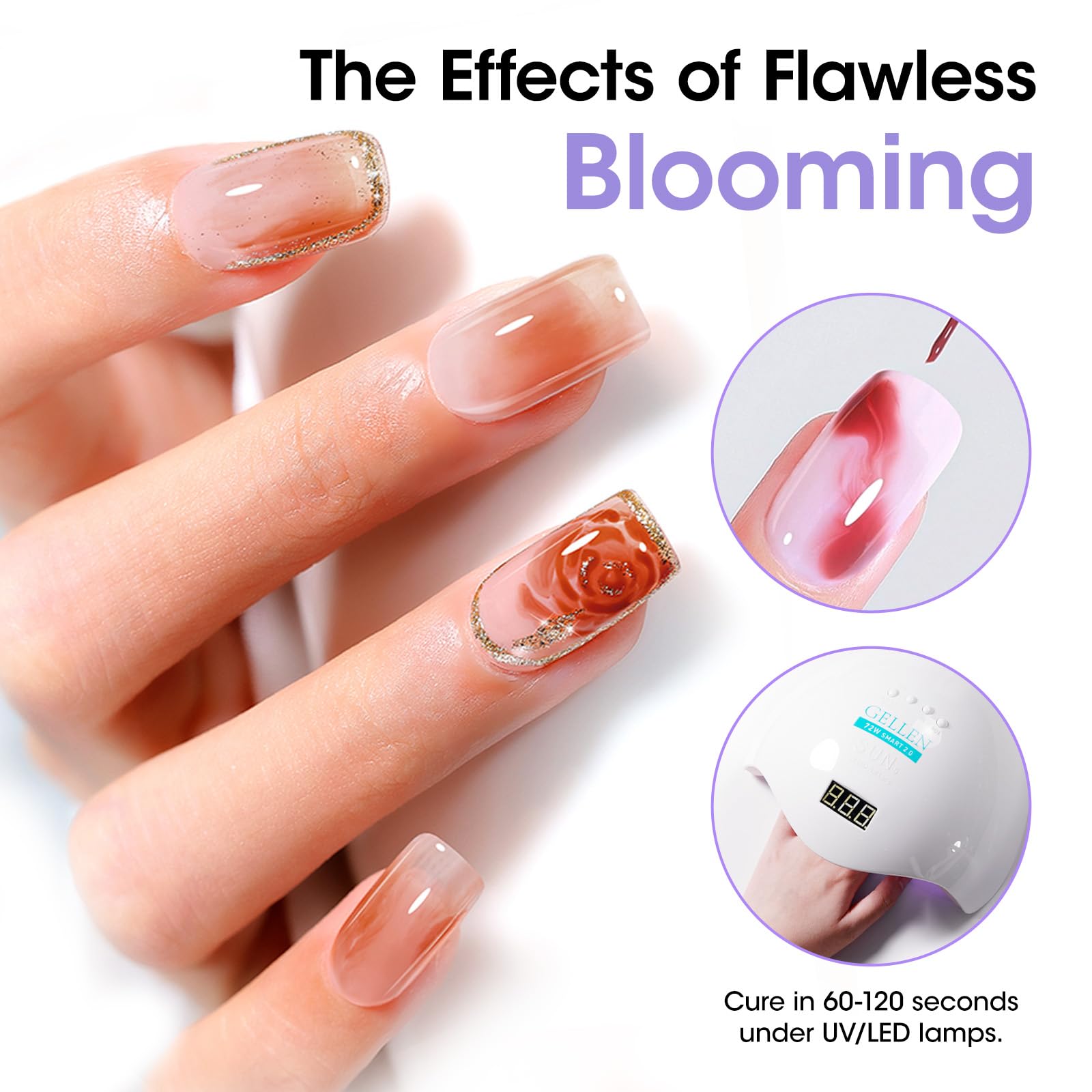 Professional soak off clear UV LED formula bottle showing the brush applicator design