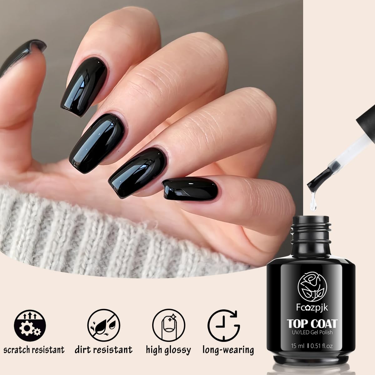 Fcozpjk no wipe gel top coat and base foundation gel bottle set packaging