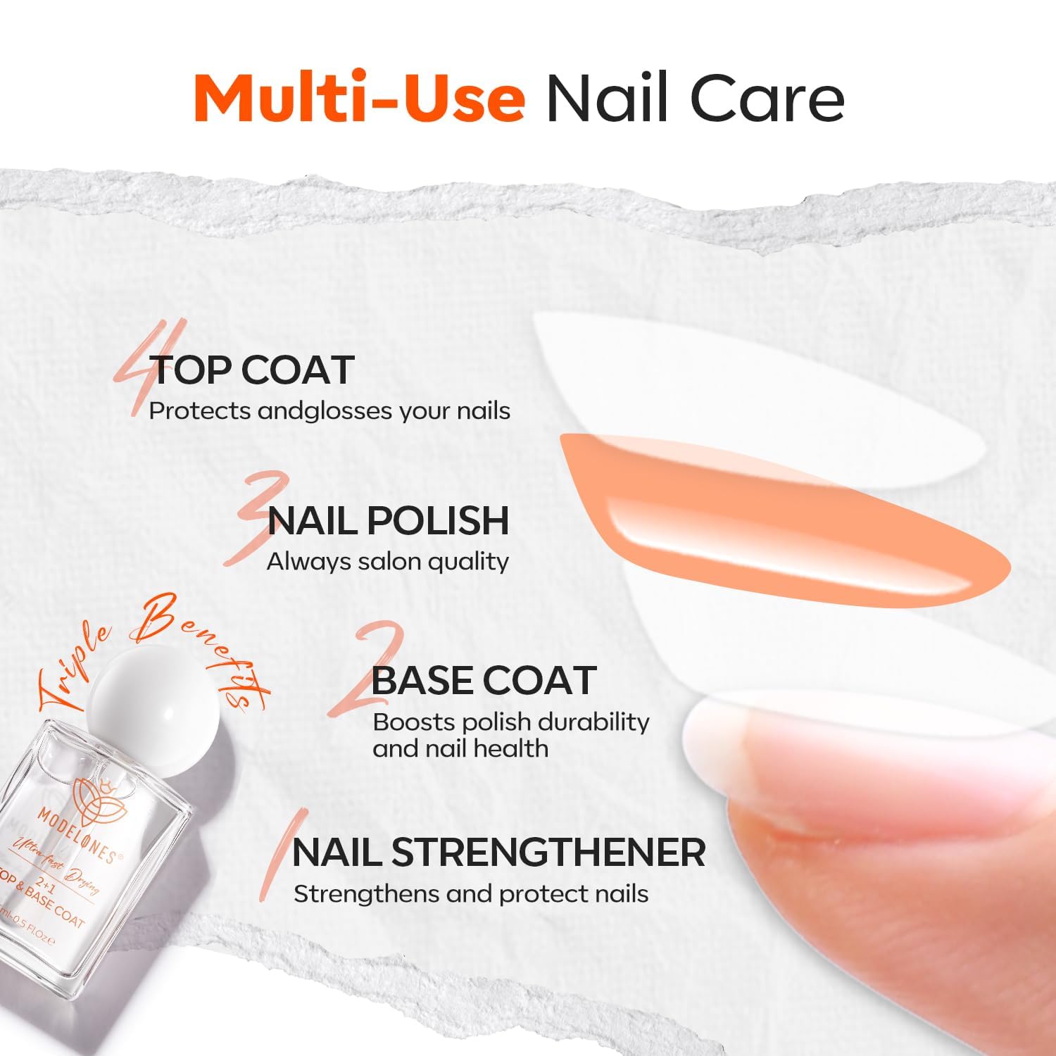 Side angle view of the fifteen milliliter clear polish container emphasizing its travel friendly shape.