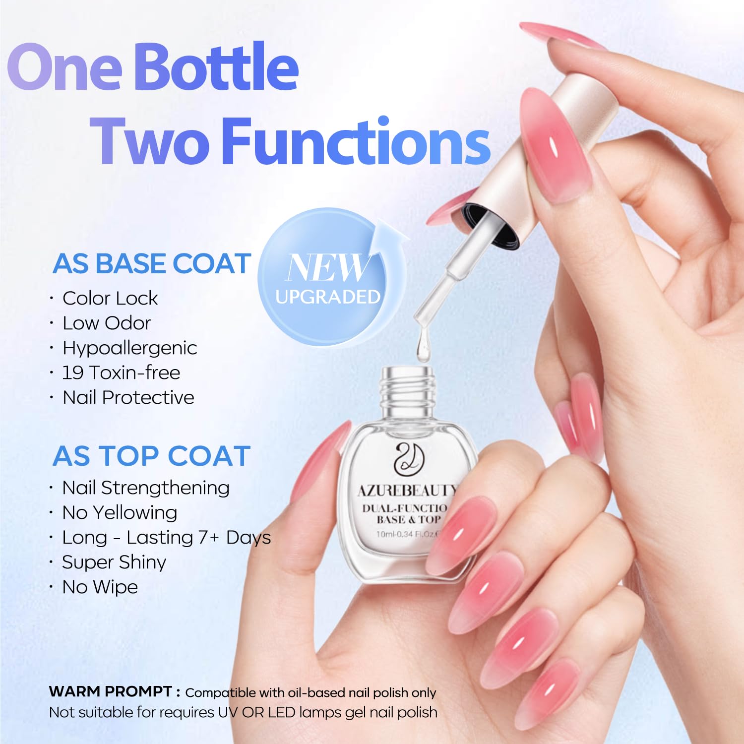 AZUREBEAUTY clear nail lacquer bottles displaying the quick-dry air-dry product labeling.