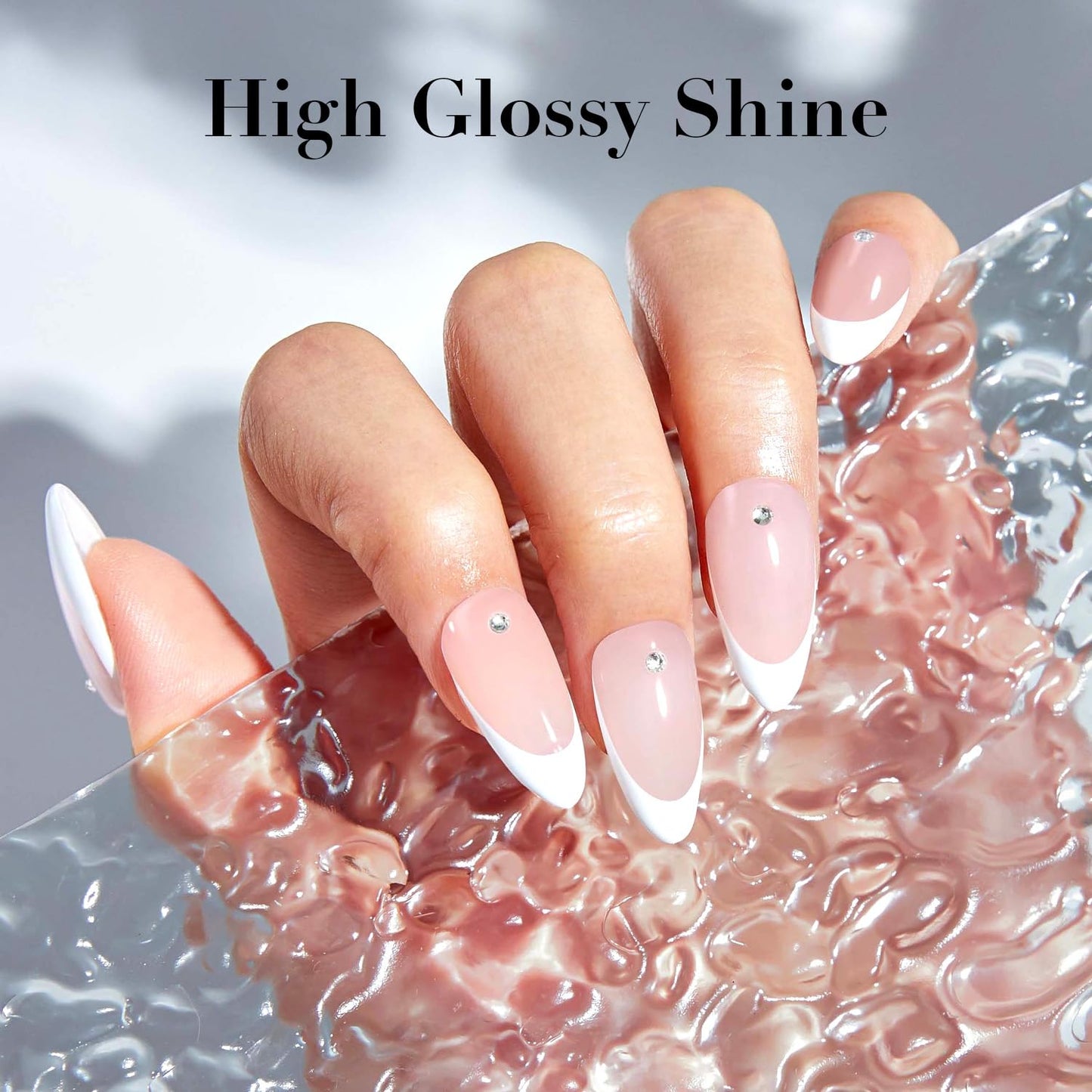 Authentic imported AZUREBEAUTY salon-quality clear top coat and base coat packaging.
