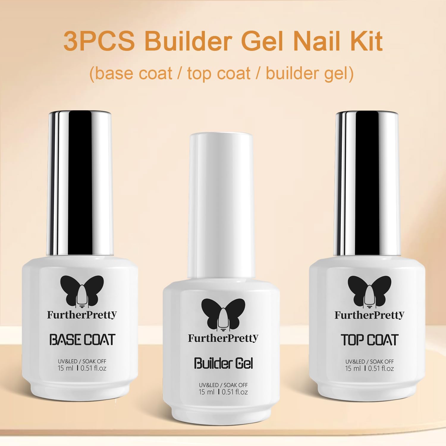 Brille Bee builder gel bottle and brush applicator demonstrating self leveling thick formula