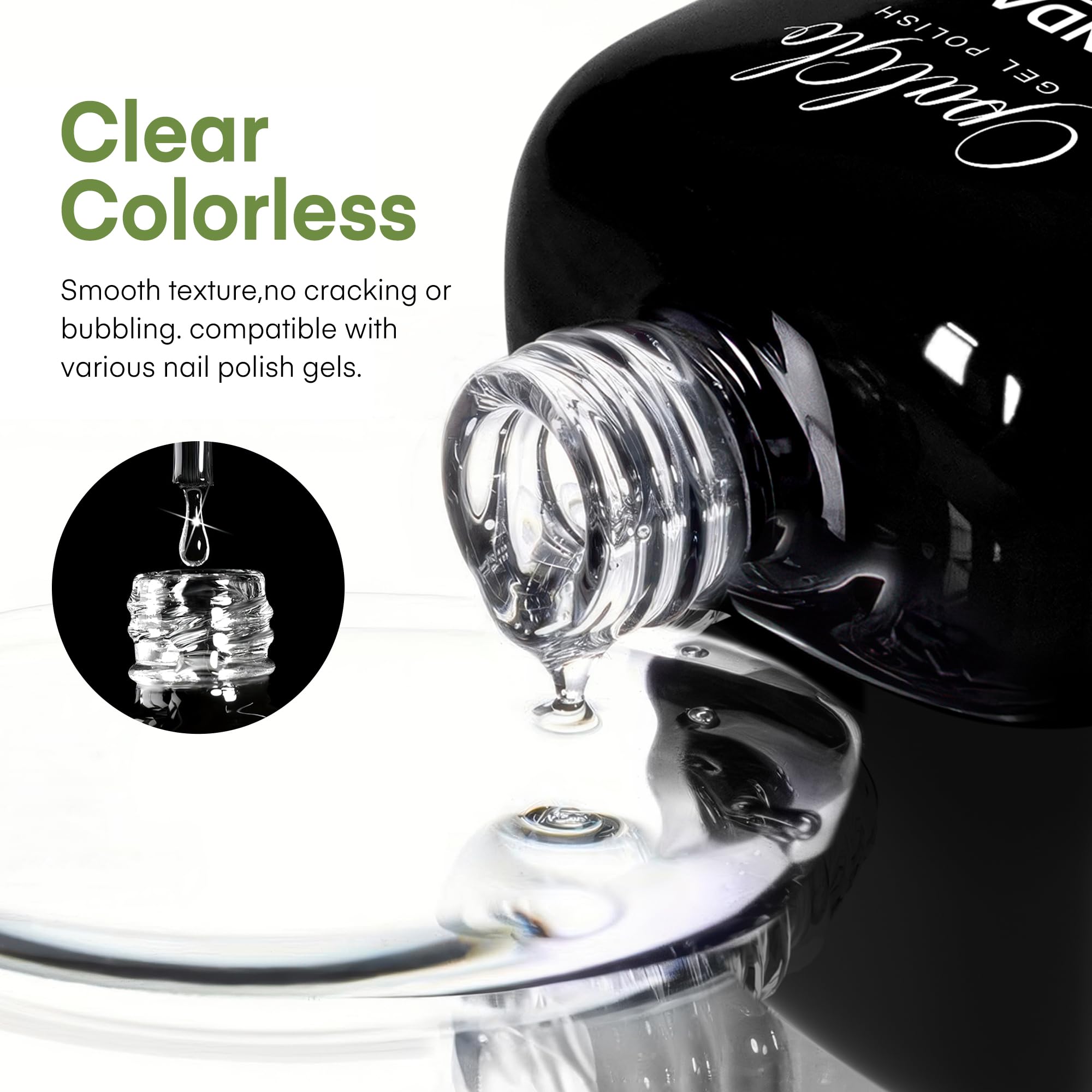 Two fifteen milliliter bottles of professional salon gel polish showcasing the elegant packaging design