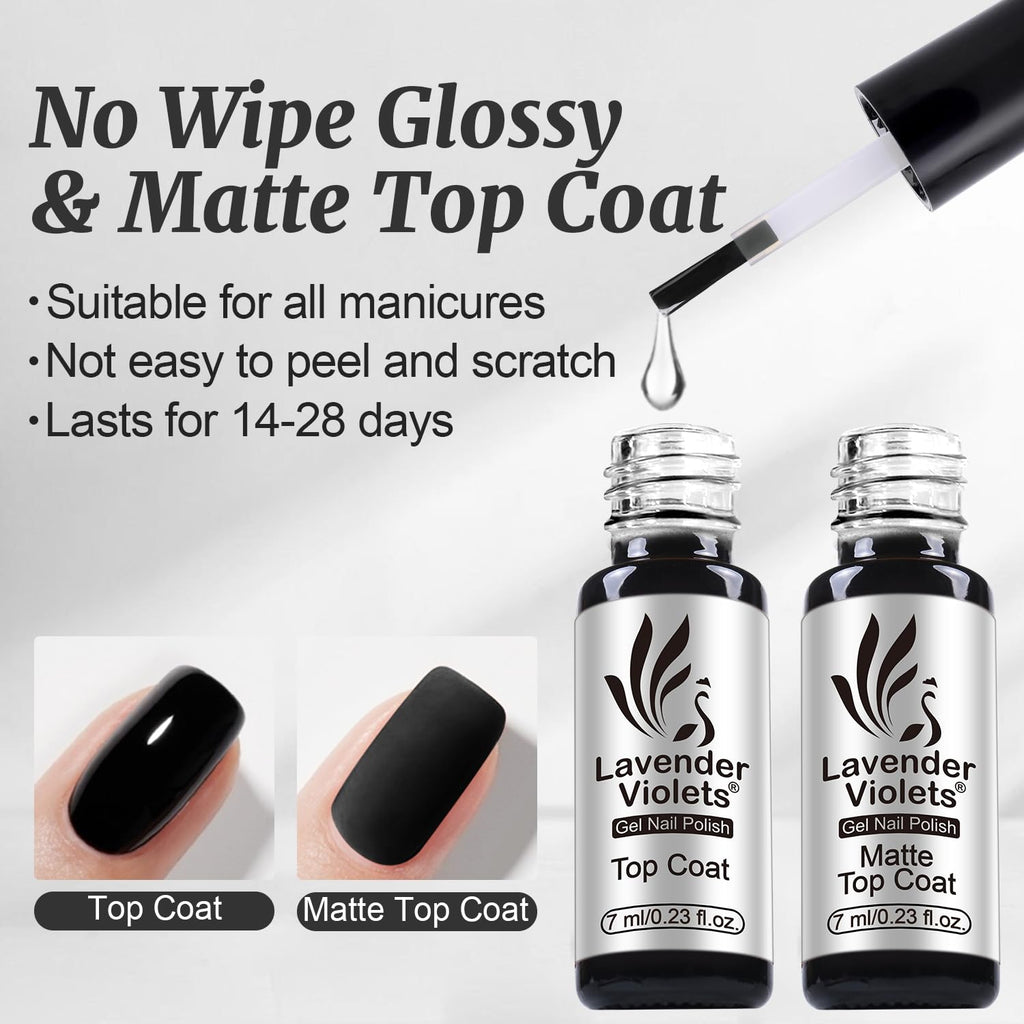 Lavender Violets matte top coat bottle display