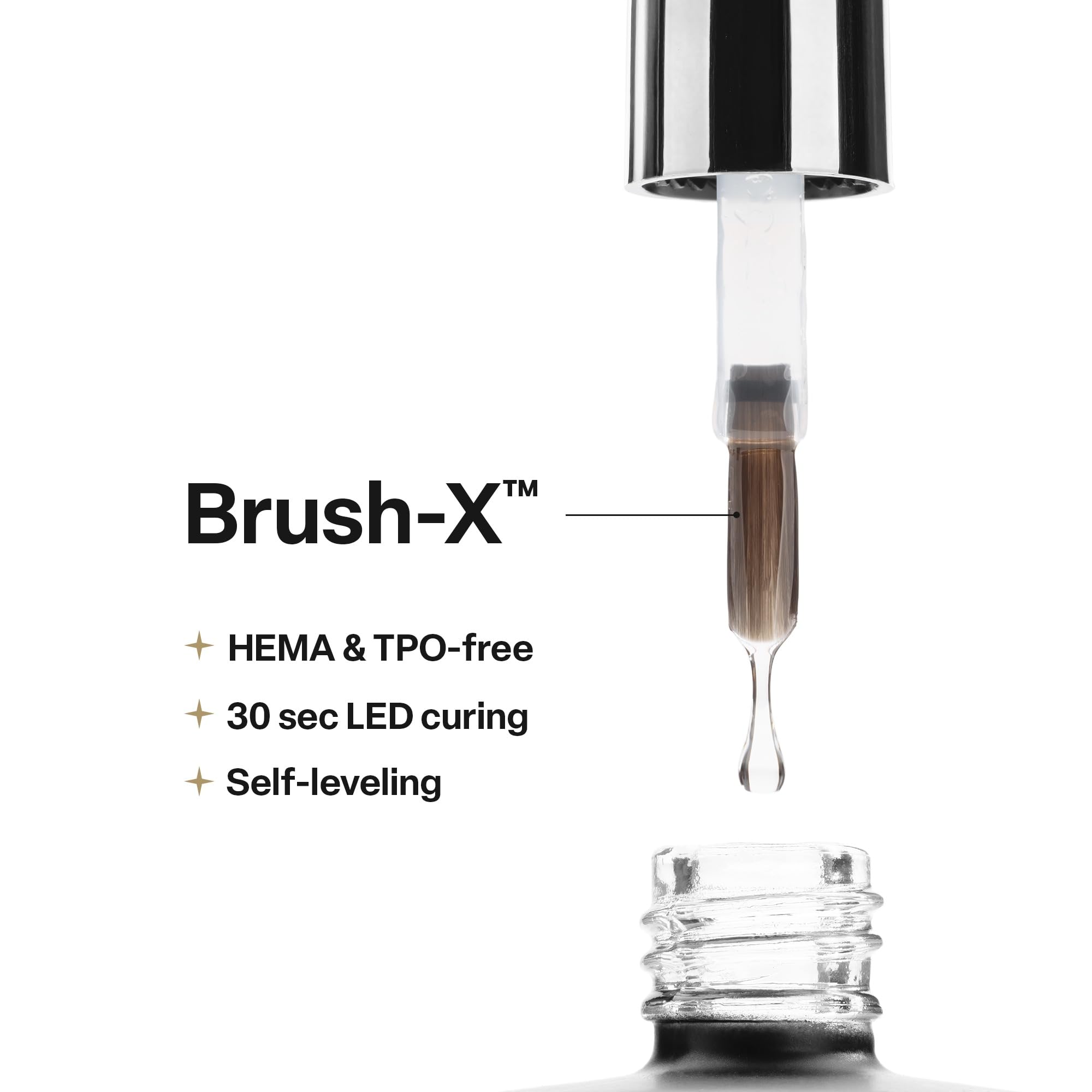 Clear soft gel base coat bottle showcasing the HEMA and TPO free label.