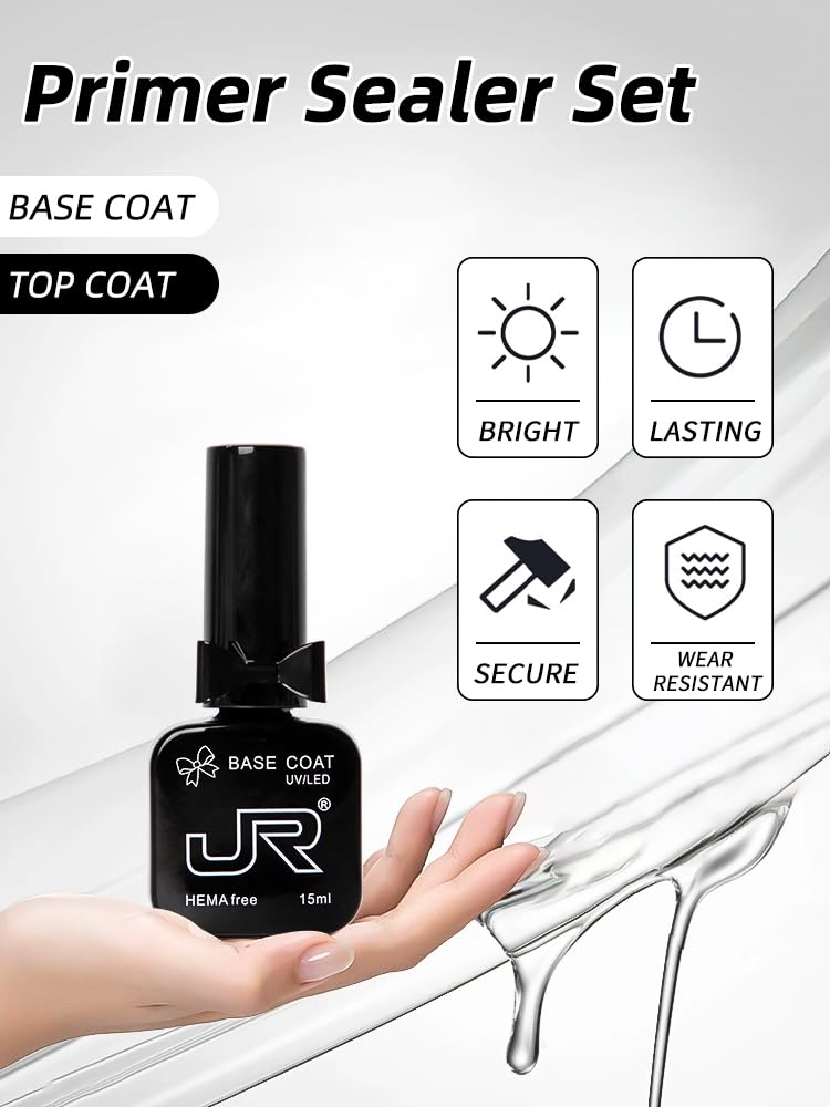 Hamprico gel nail foundation kit placed next to a professional UV LED curing lamp.