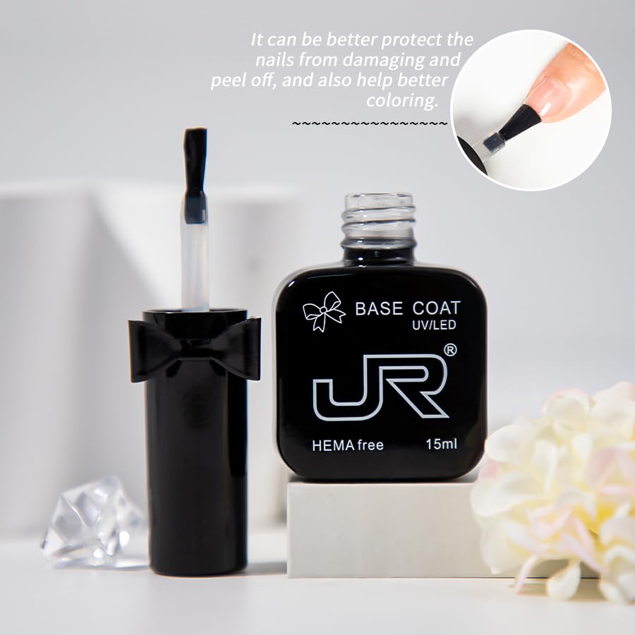 Close up view of the long lasting chip resistant gel top coat bottle label details.