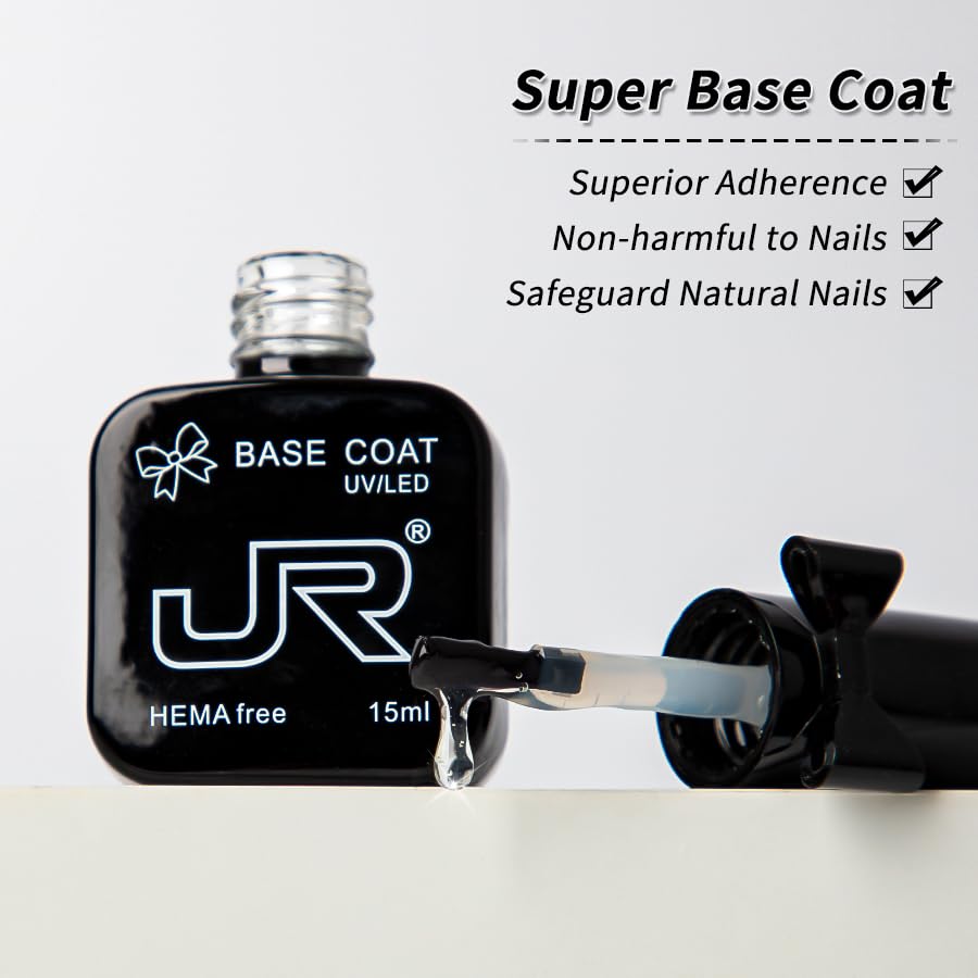 JR nail top and base coat set with ultraviolet lamp compatibility details