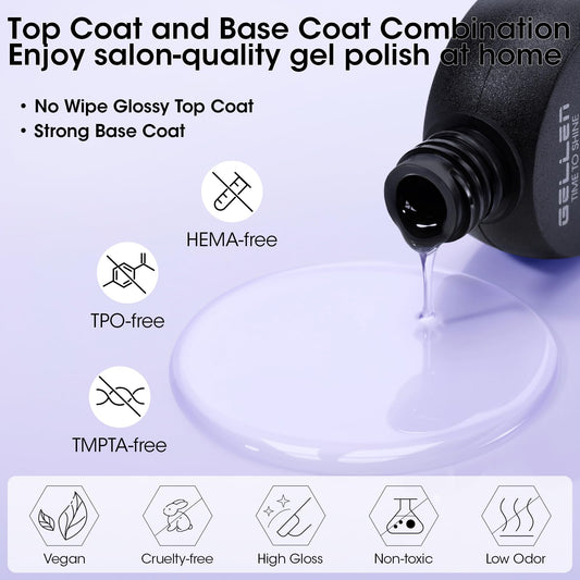 GELLEN No Wipe Gel Top Coat twelve milliliter bottle for glossy shine