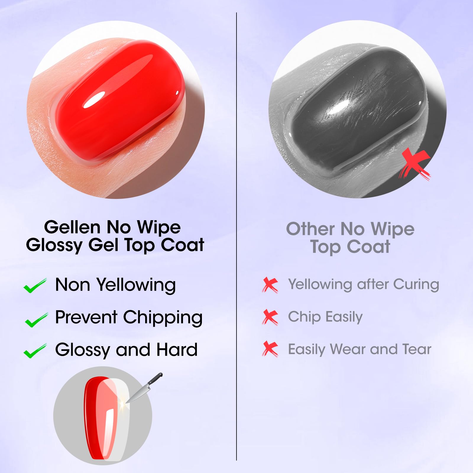 HEMA Free salon quality gel base and top coat bottles side by side