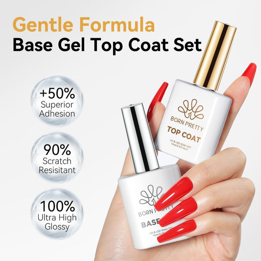 Born Pretty allergen-free gel nail polish bottles highlighting the HEMA-free and TPO-free safety labels.