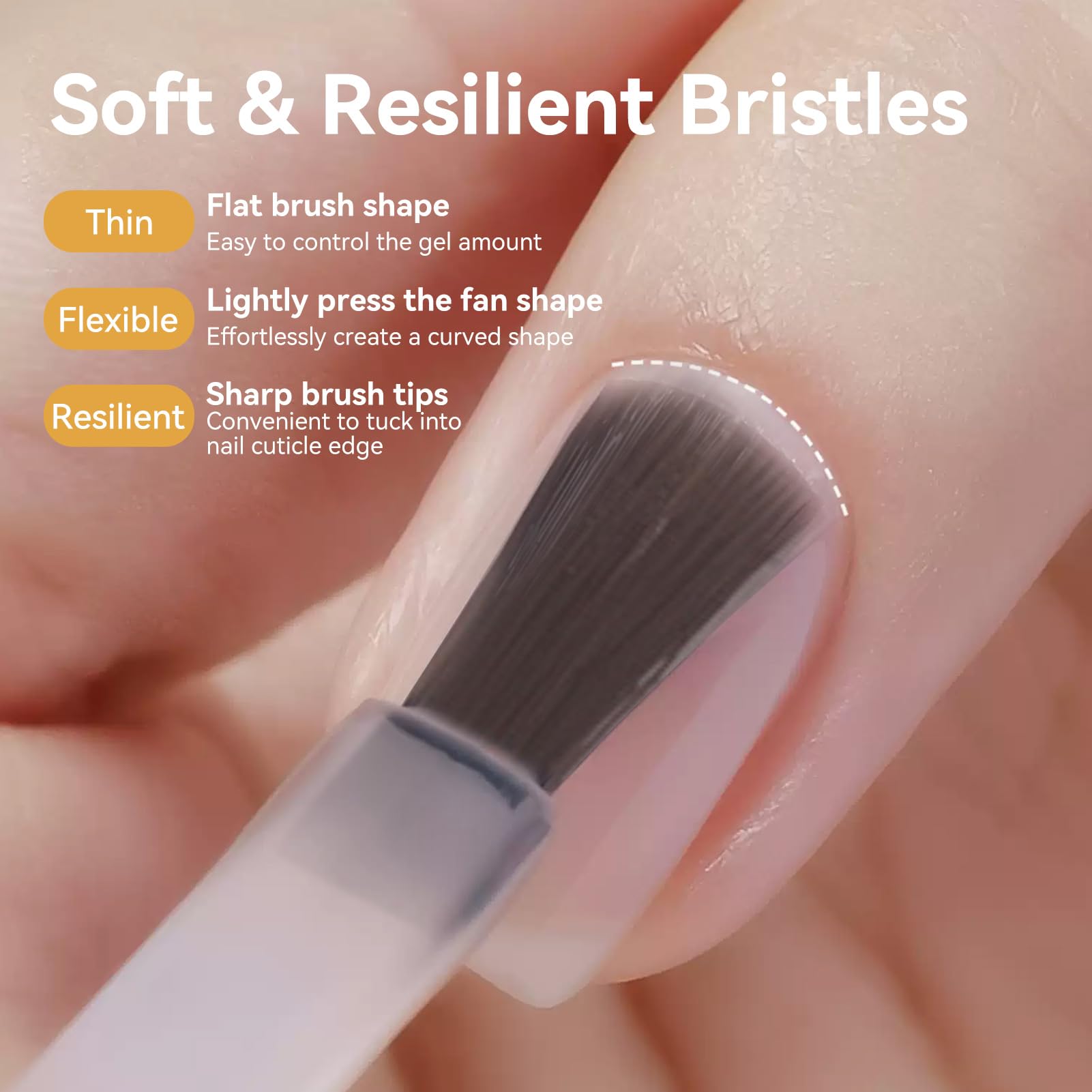 Glossy no-wipe top coat gel by Born Pretty being applied to a manicured nail with an applicator brush.