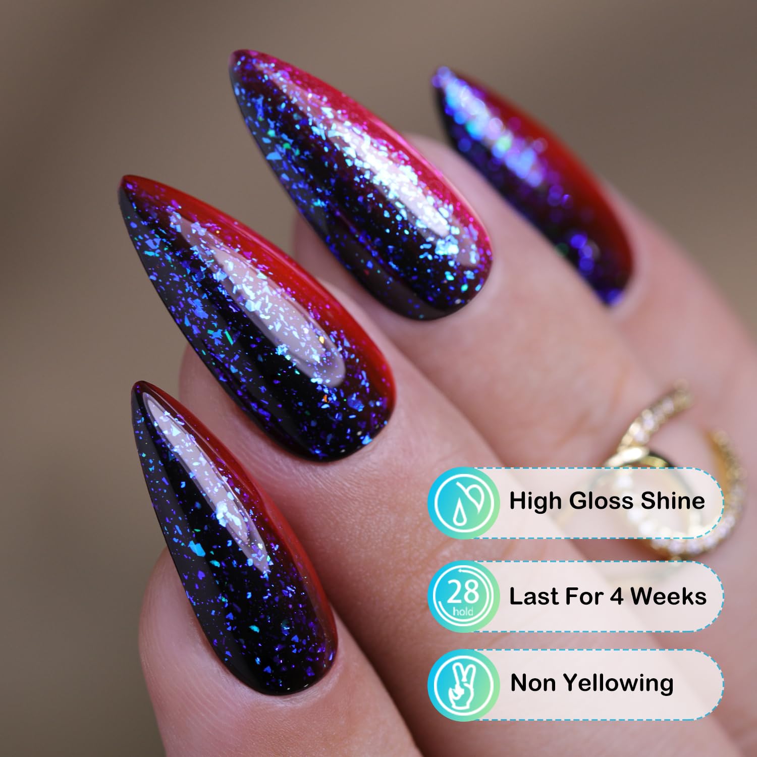 Double Rhythm 2-in-1 glitter gel polish texture close up