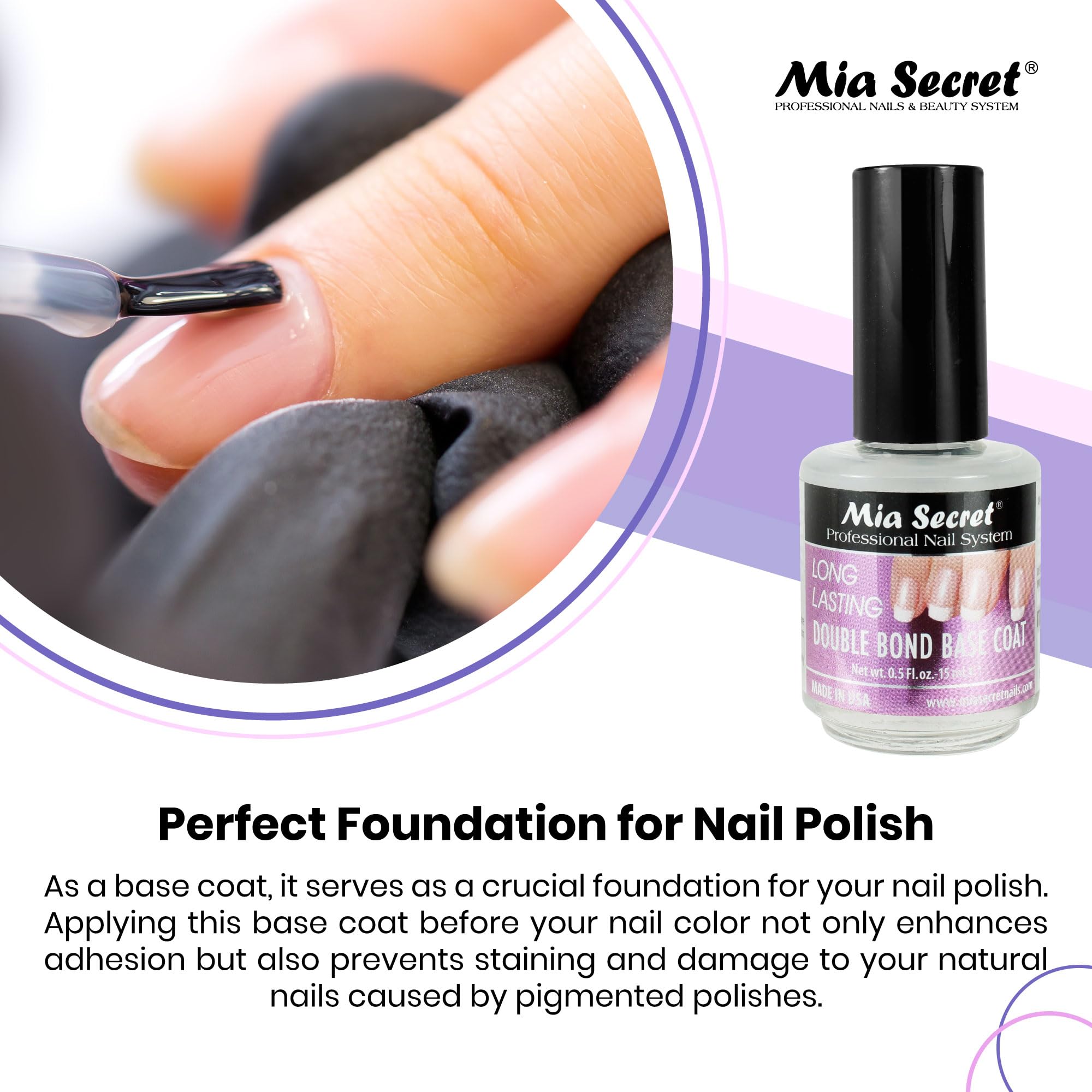 Close up of Mia Secret Professional Long Lasting base coat label