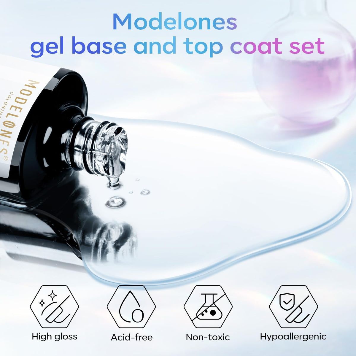 Modelones gel top and base coat set lifestyle display