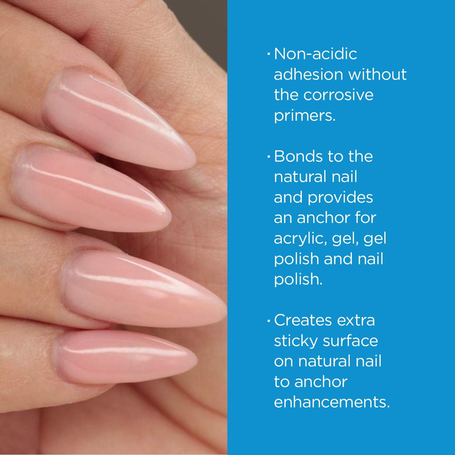 Close up view of the non-corrosive keratin bonding polymer product container highlighting the professional formula.