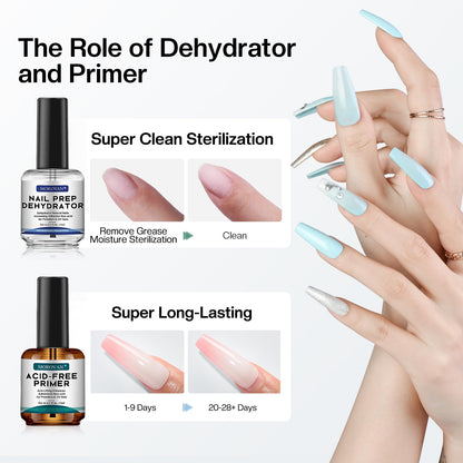 Morovan non acidic nail primer and dehydrator set step by step application guide