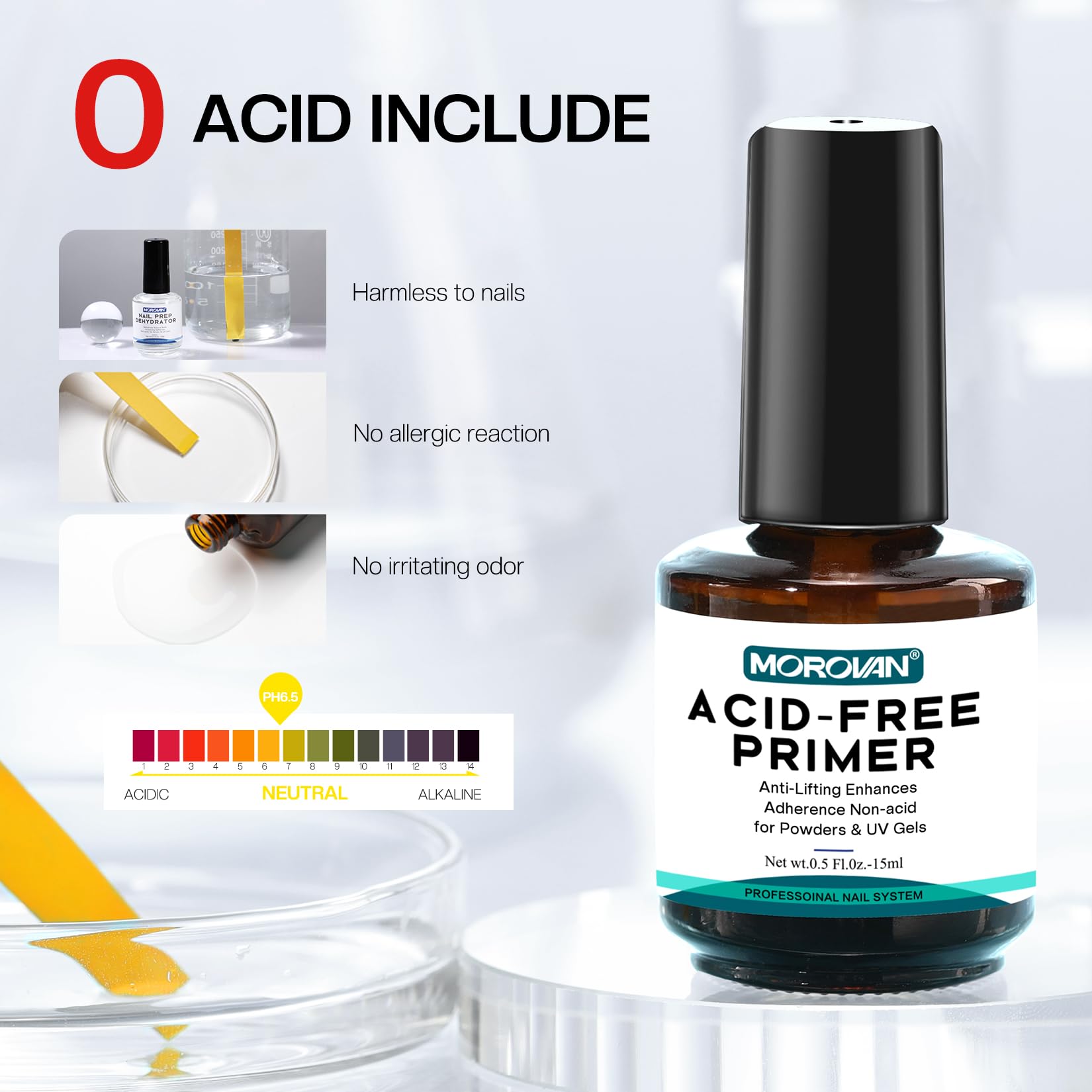 Morovan nail dehydrator being applied to a natural nail bed to remove oil