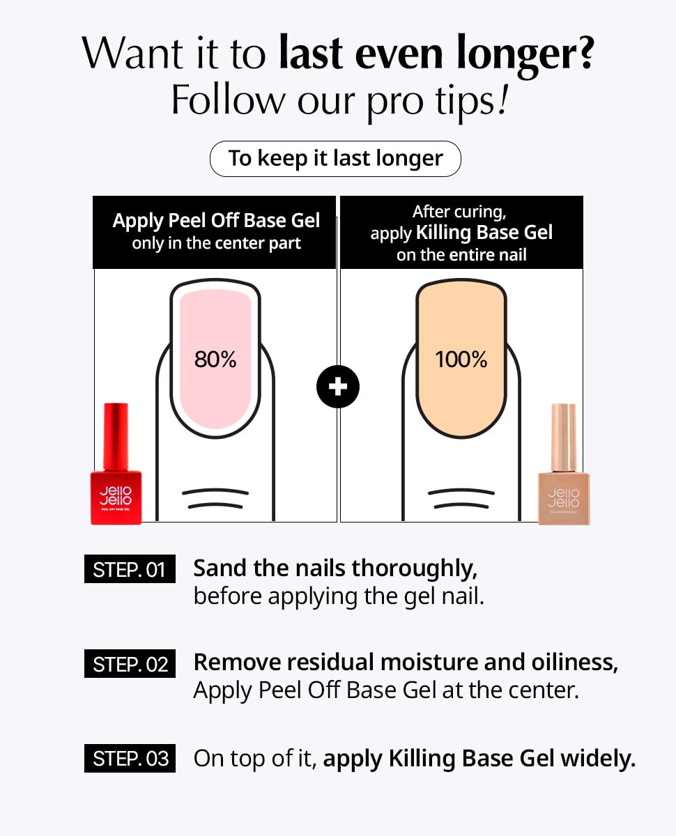 Damage free gel nail removal process using Jello Jello Korean beauty system