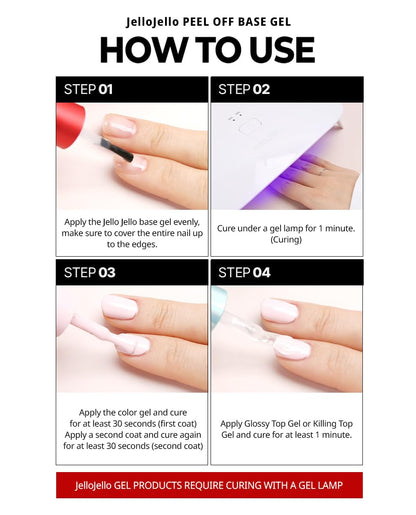 Comparison of clean natural nail plate after using Jello Jello peel off set