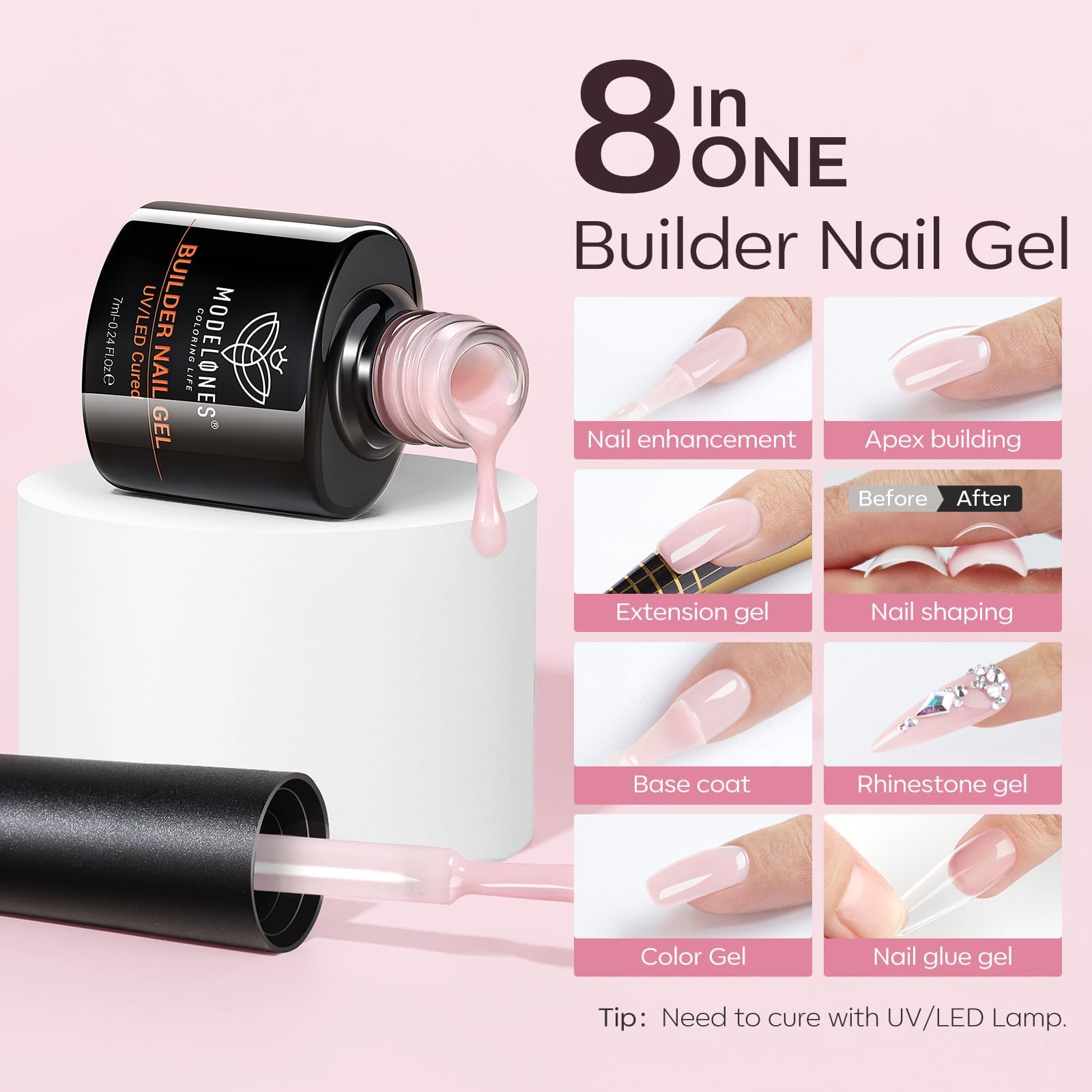 Modelones clear liquid resin packaging with long lasting wear details