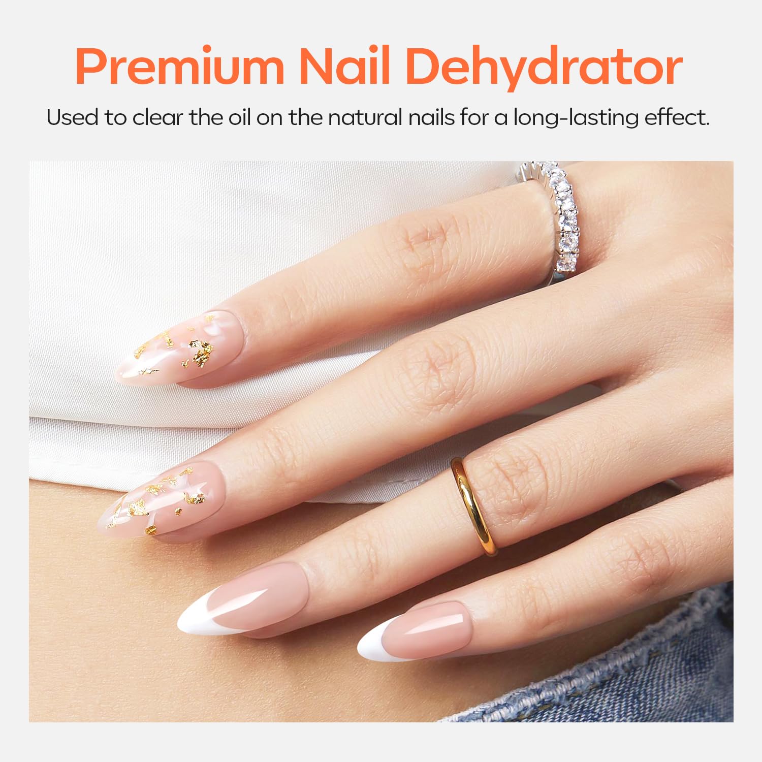 Modelones nail prep dehydrator used as the essential first step for long lasting acrylic nails.